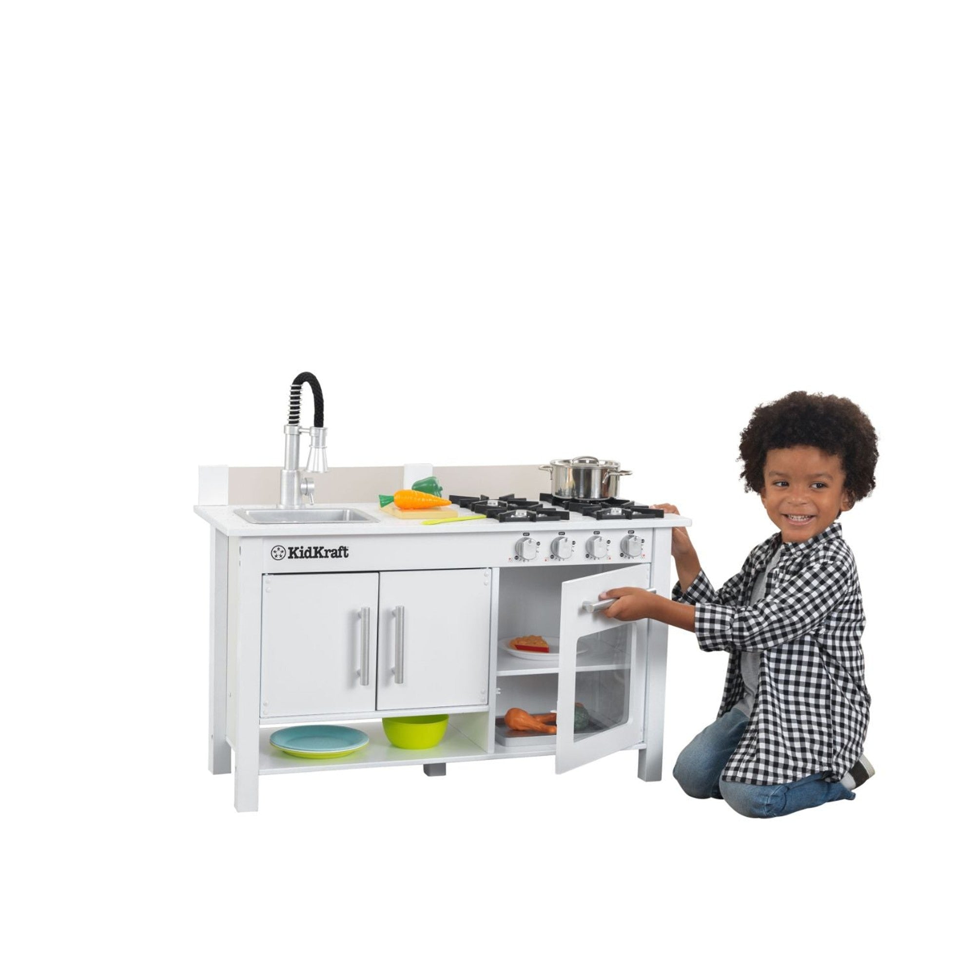 KidKraft Little Cook's Wooden Play Kitchen Set - Pretend Play Toy for Toddlers & Kids - Perfect for Imaginative Cooking & Role Play Games in Playroom or Daycare