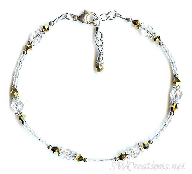 Golden Dream Crystal Beaded Anklet - Elegant Adjustable Ankle Bracelet for Women, Boho Chic Jewelry for Summer, Beach, Festival & Wedding Accessories