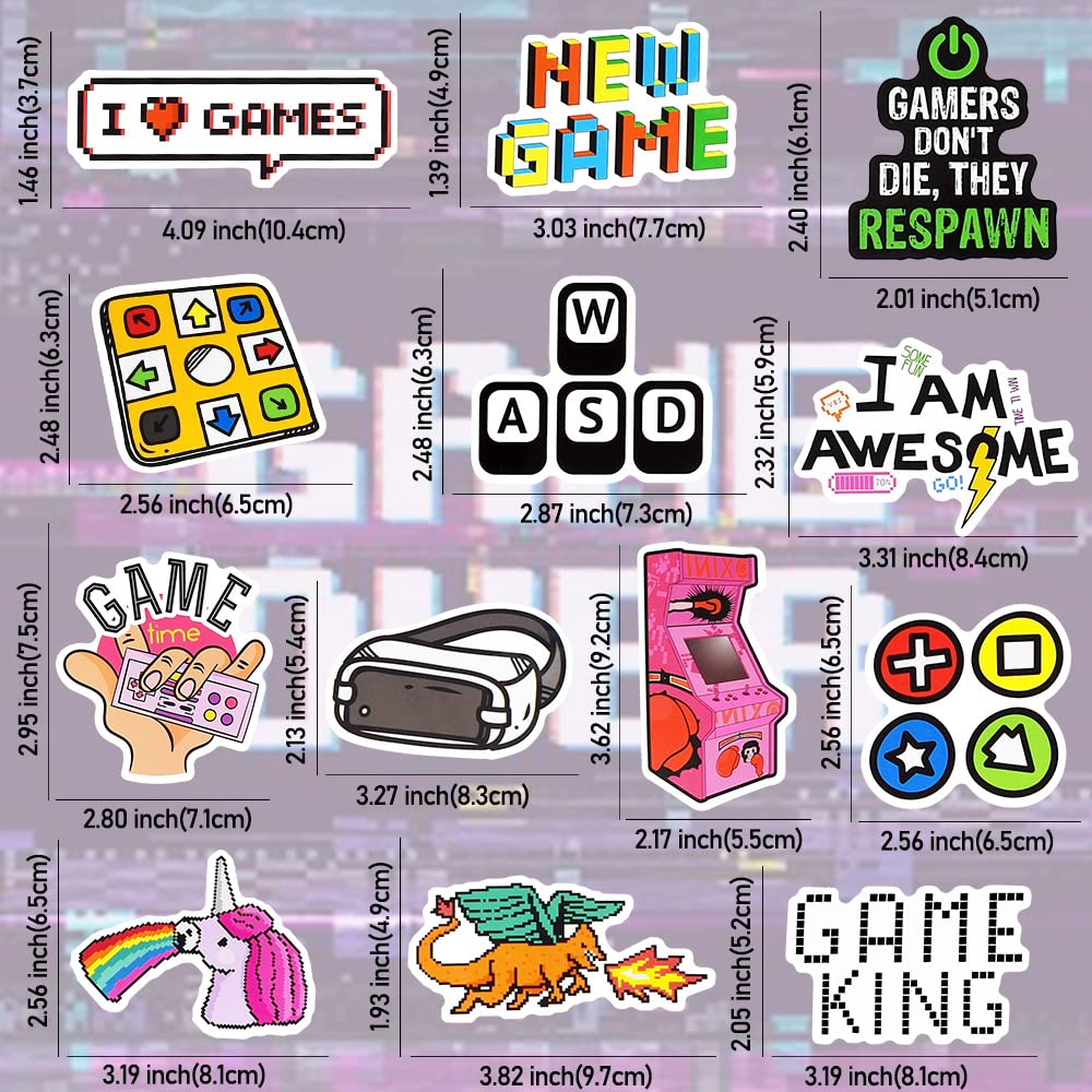 QTL Classic Gaming Stickers 50Pcs - Waterproof Vinyl Stickers for Laptop, Water Bottles & Gaming Gear