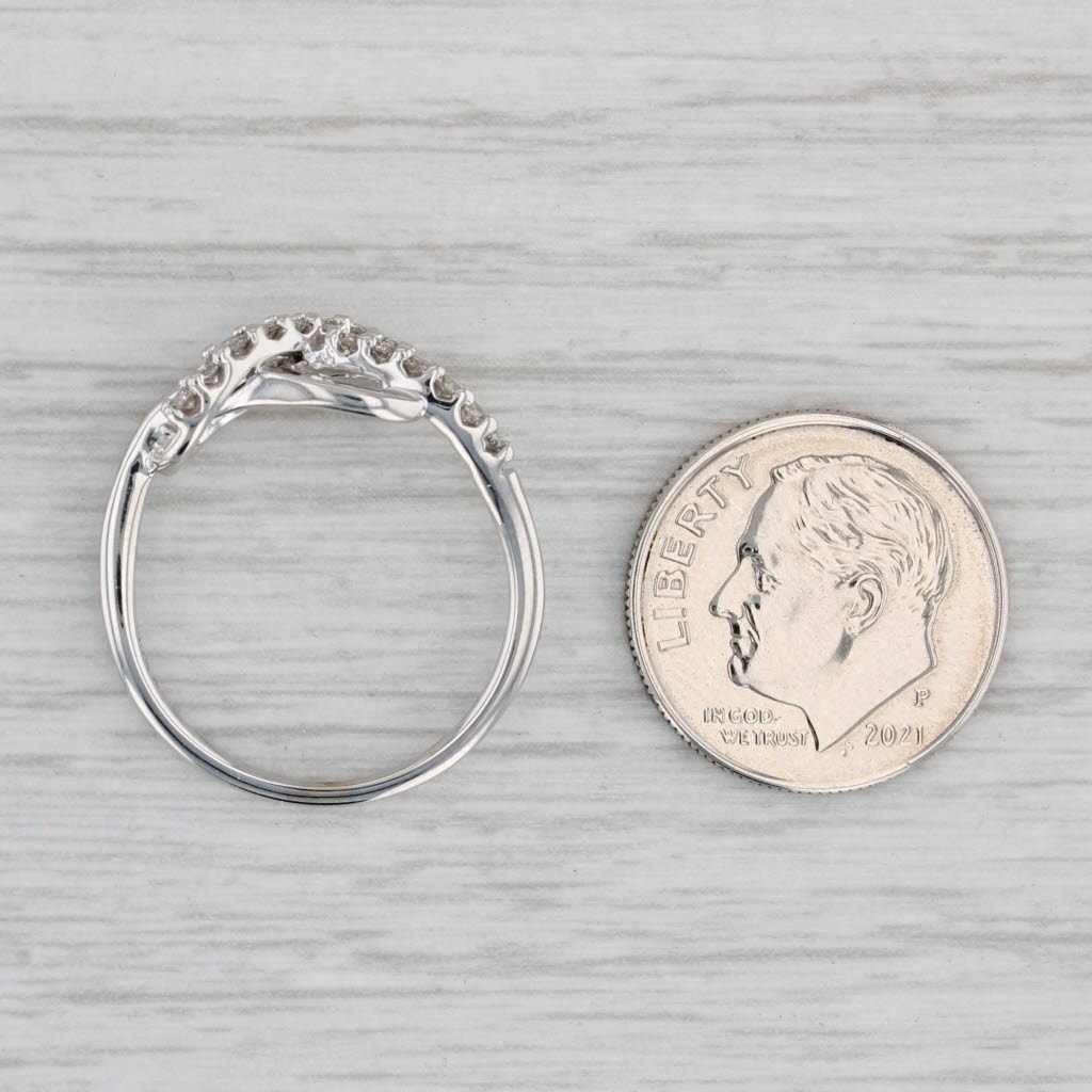 0.25ctw Diamond Knot Ring - 10k White Gold Size 6.75 - Elegant Jewelry Gift for Women, Anniversary, Wedding, Engagement, Valentine's Day