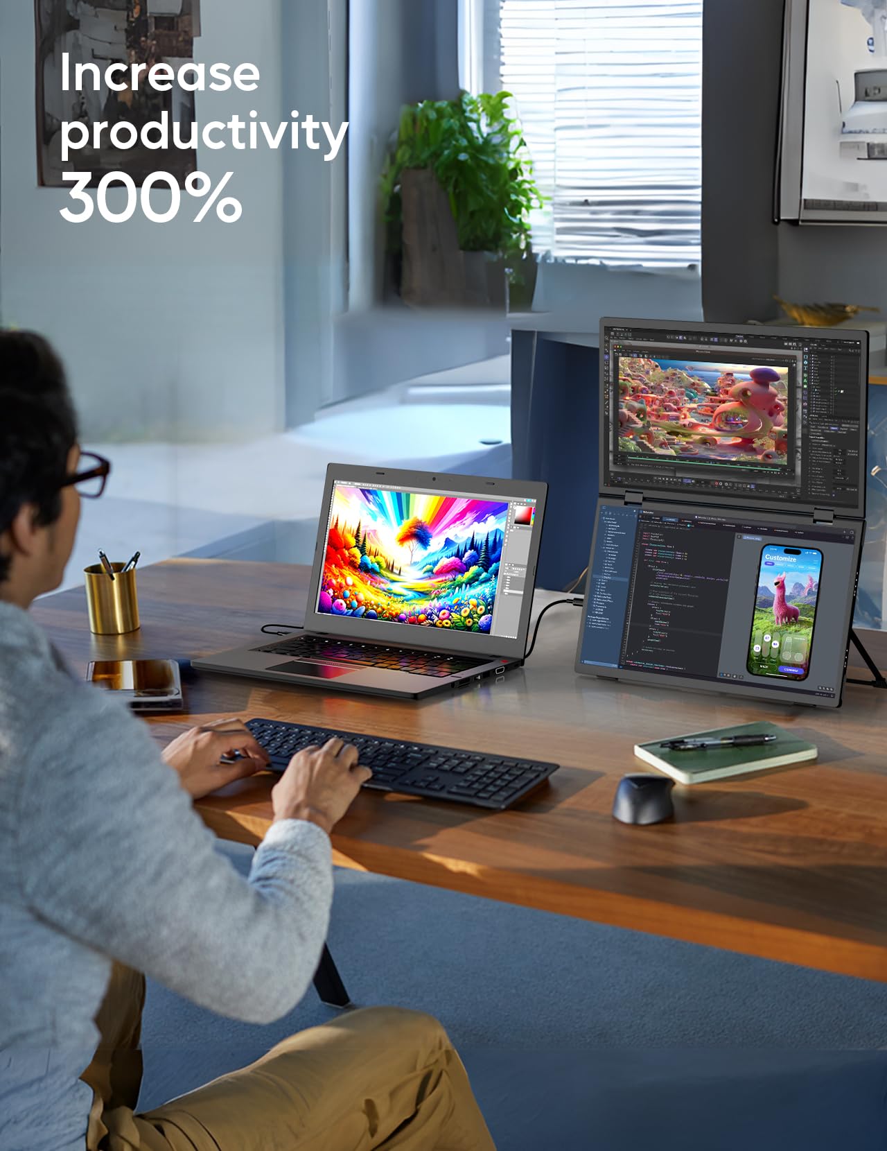 ZSCMALLS Triple Laptop Screen Extender - 15.6