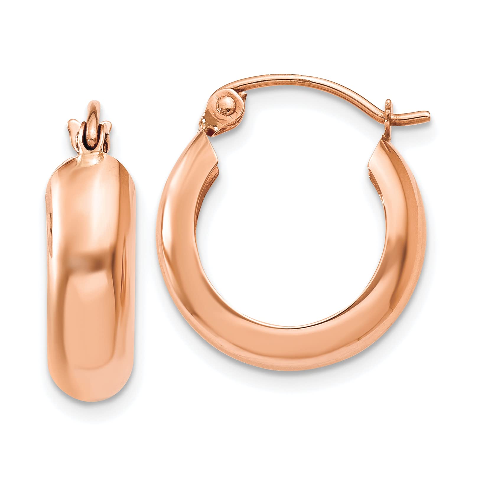 14K Rose Gold Small Hoop Earrings for Women - 15mm Polished Circle Huggie Earrings - Perfect for Everyday Wear, Gifts & Special Occasions