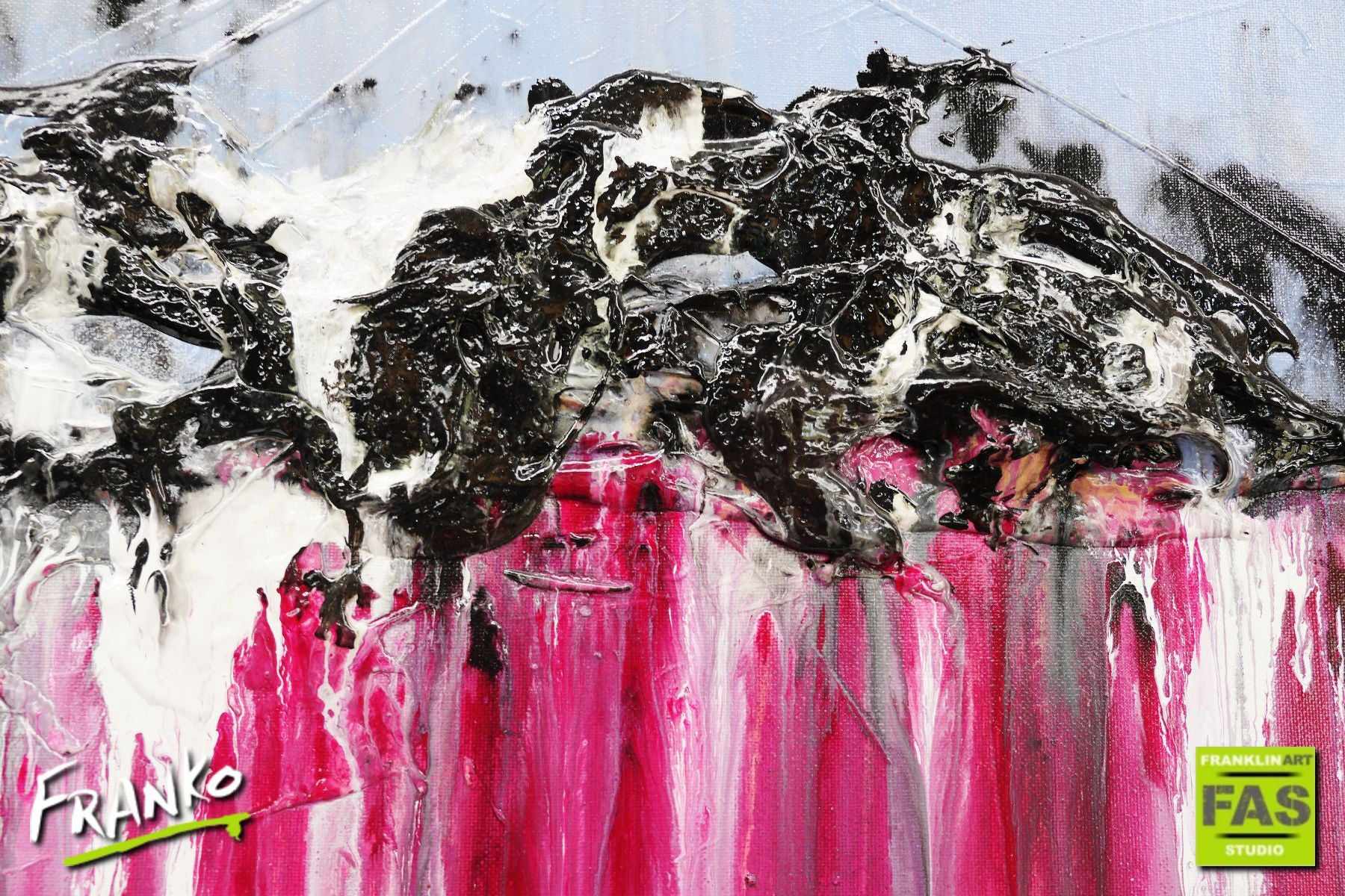 140cm x 100cm Pink Abstract Canvas Painting - Modern Wall Art for Living Room, Bedroom & Office Decor | Magenta Urge Collection