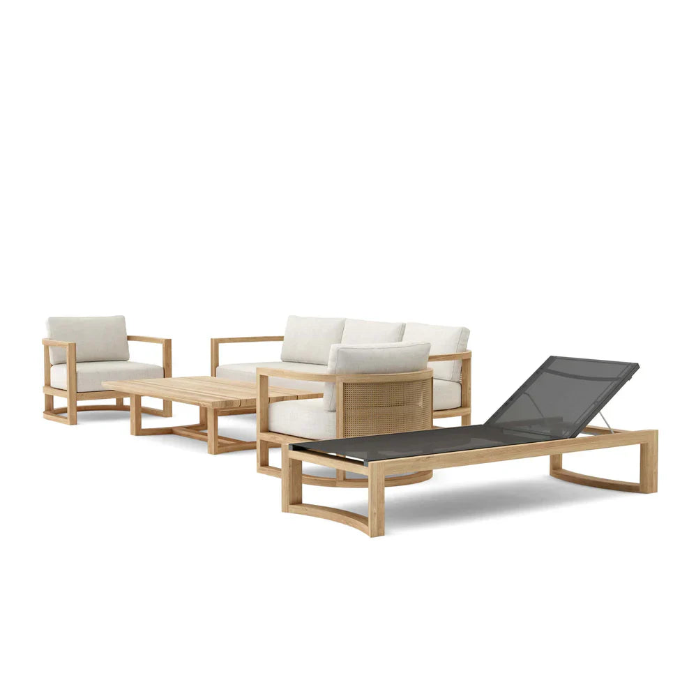 Anderson Teak 5-Piece Junus Deep Seating Patio Set (SET 222) - Outdoor Furniture for Garden, Poolside & Backyard Relaxation