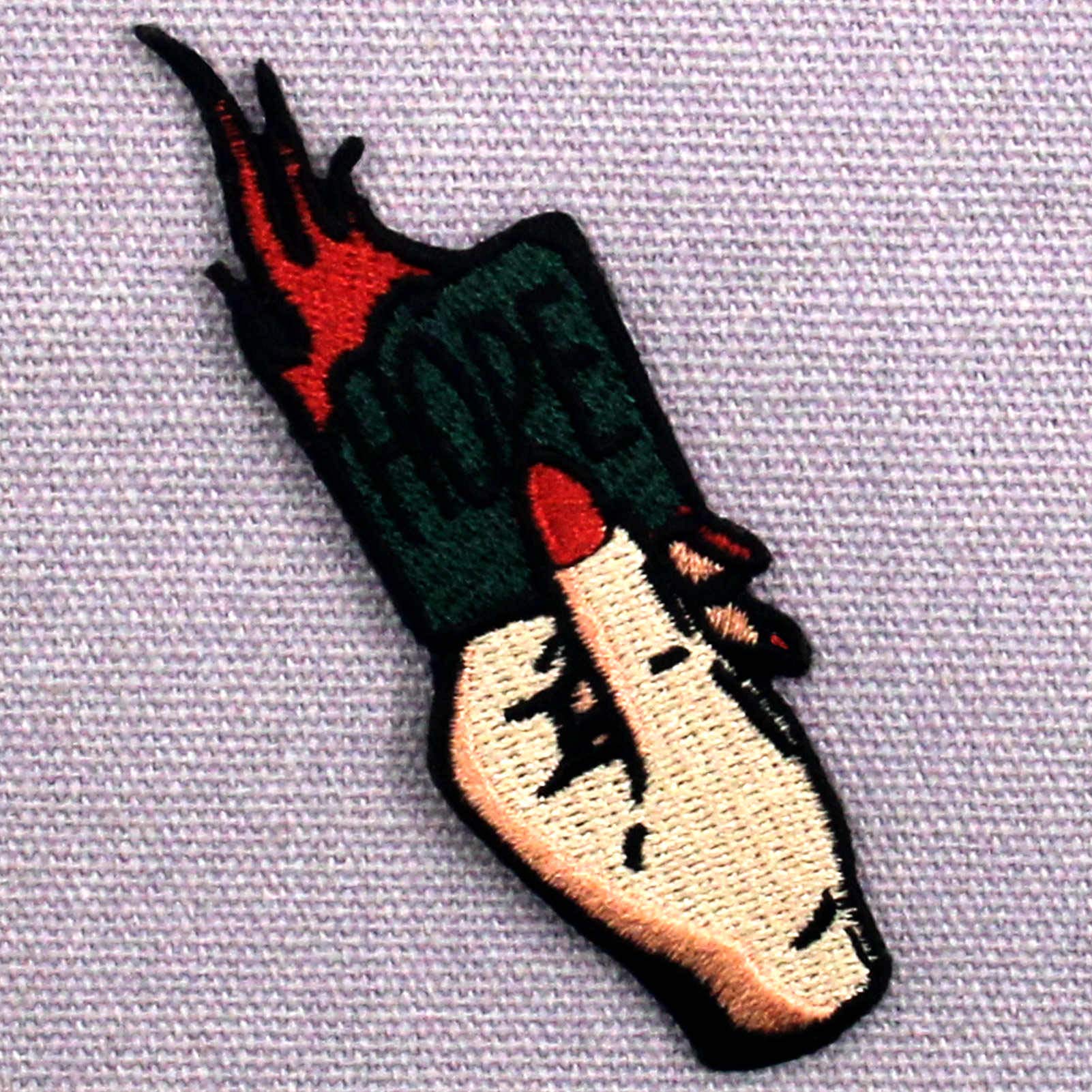 Burning Hope No Hope Nope Embroidered Patch - Iron On or Sew On Applique Emblem for Jackets, Backpacks & DIY Crafts