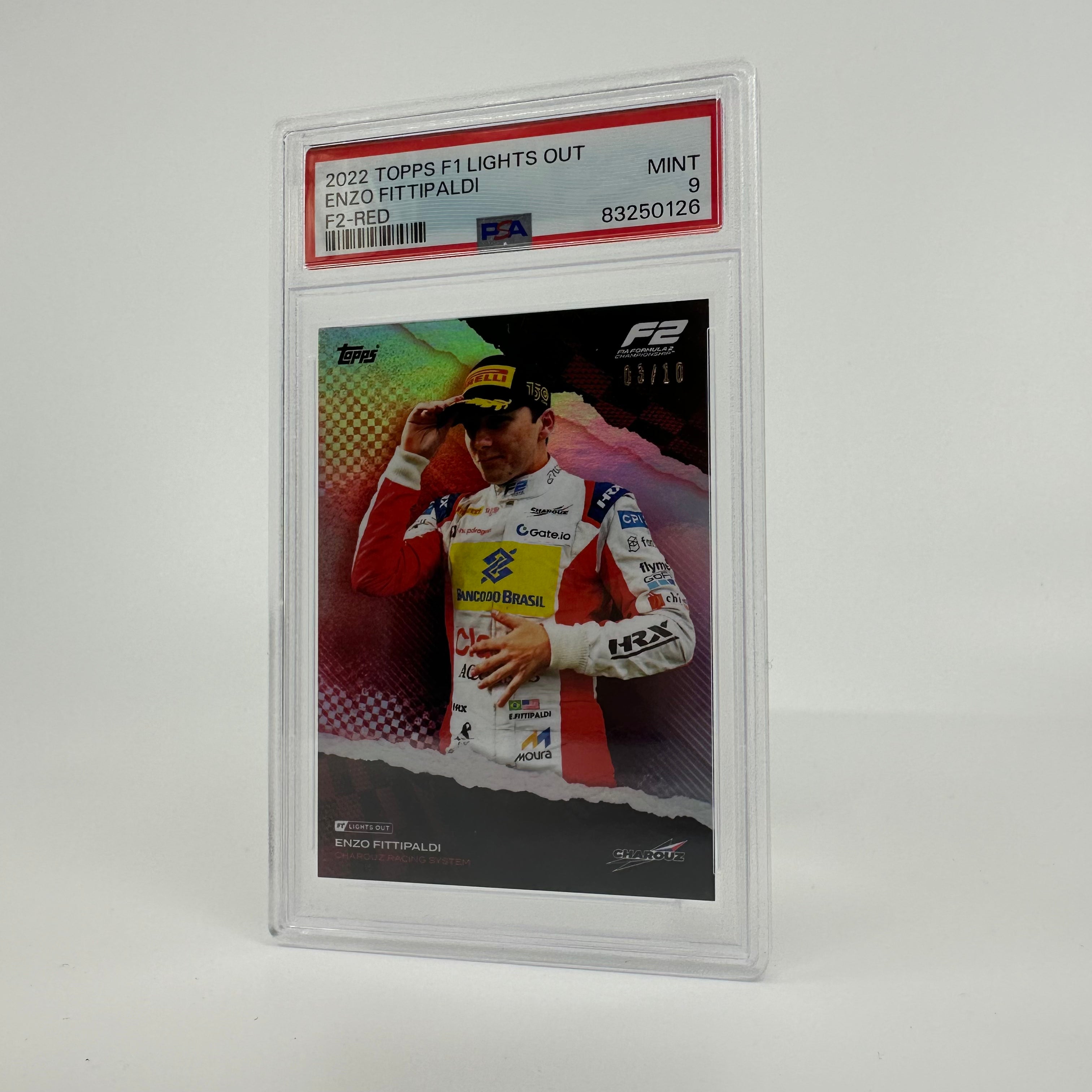 Enzo Fittipaldi 2023 F2 Red PSA 9 Graded Racing Card - Perfect for Collectors and Motorsport Fans (Ideal for Display, Trading, and Investment)