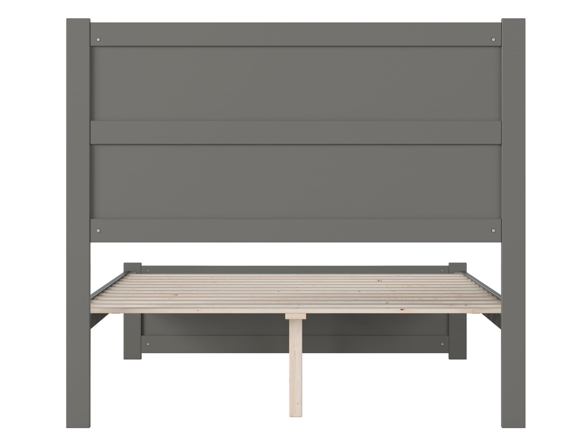 AFI NoHo Full Size Platform Bed with Footboard & USB Charging Station - Modern Grey Wooden Bed Frame for Small Spaces & Apartments - Perfect for Bedrooms, Guest Rooms & Studio Apartments