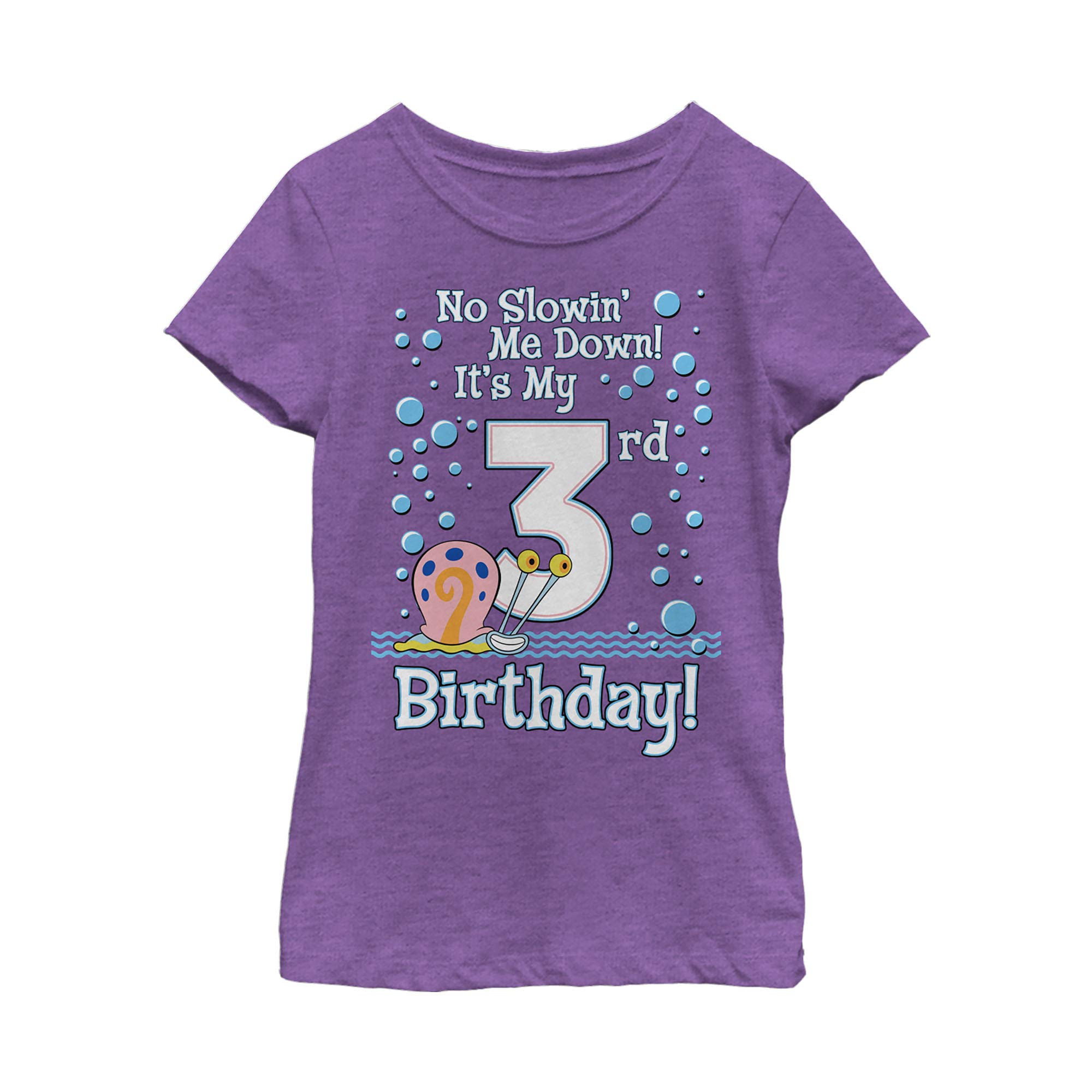SpongeBob SquarePants Gary Birthday 3rd Girls Short Sleeve T-Shirt | Cute Cartoon Graphic Tee for Kids | Perfect for Birthday Parties & Casual Wear