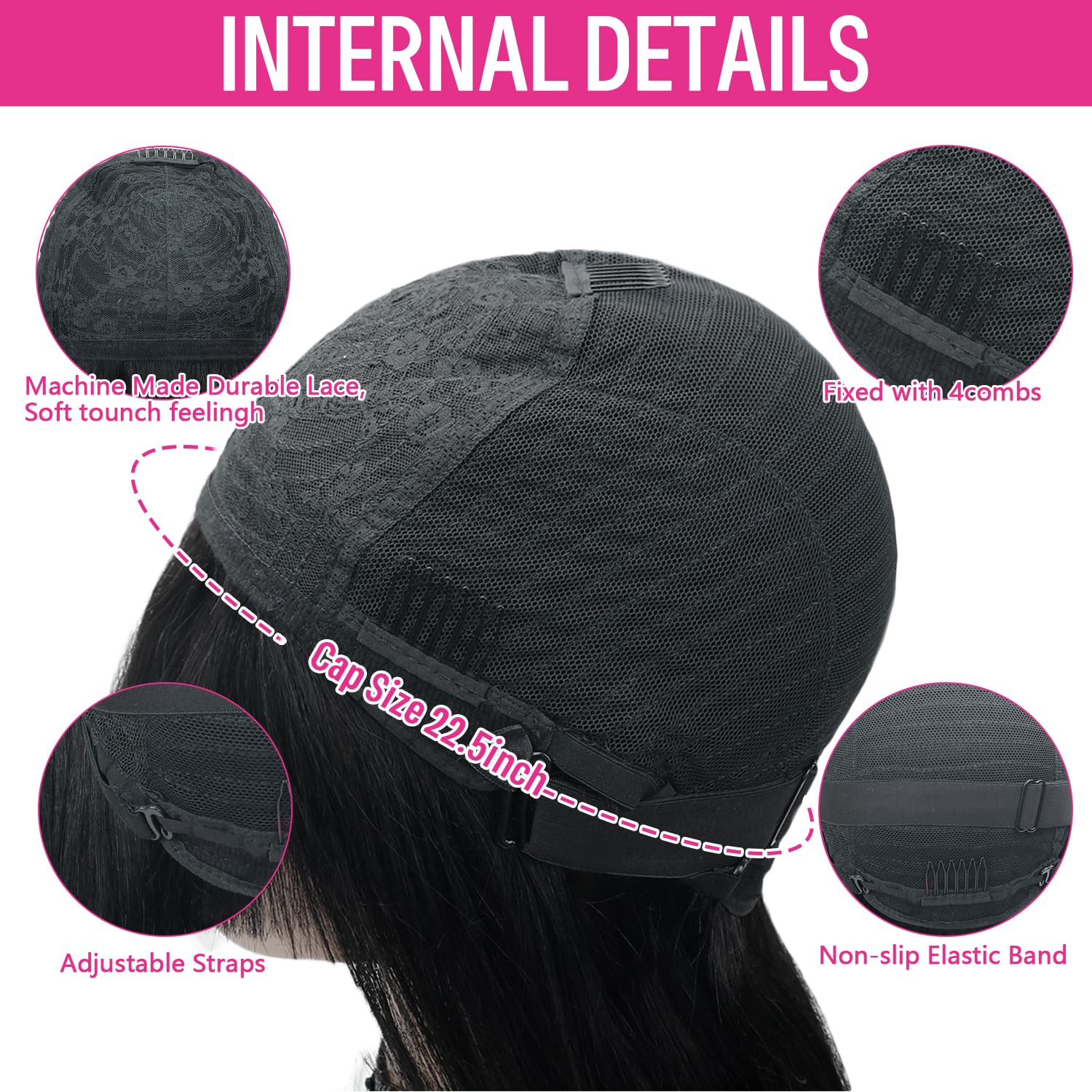 Brazilian Virgin Straight Human Hair Wigs with Bangs - 180% Density Glueless Lace Front Wigs for Black Women (10 Inch, Natural Color) | Machine Made | Perfect for Daily Wear, Parties & Special Occasions