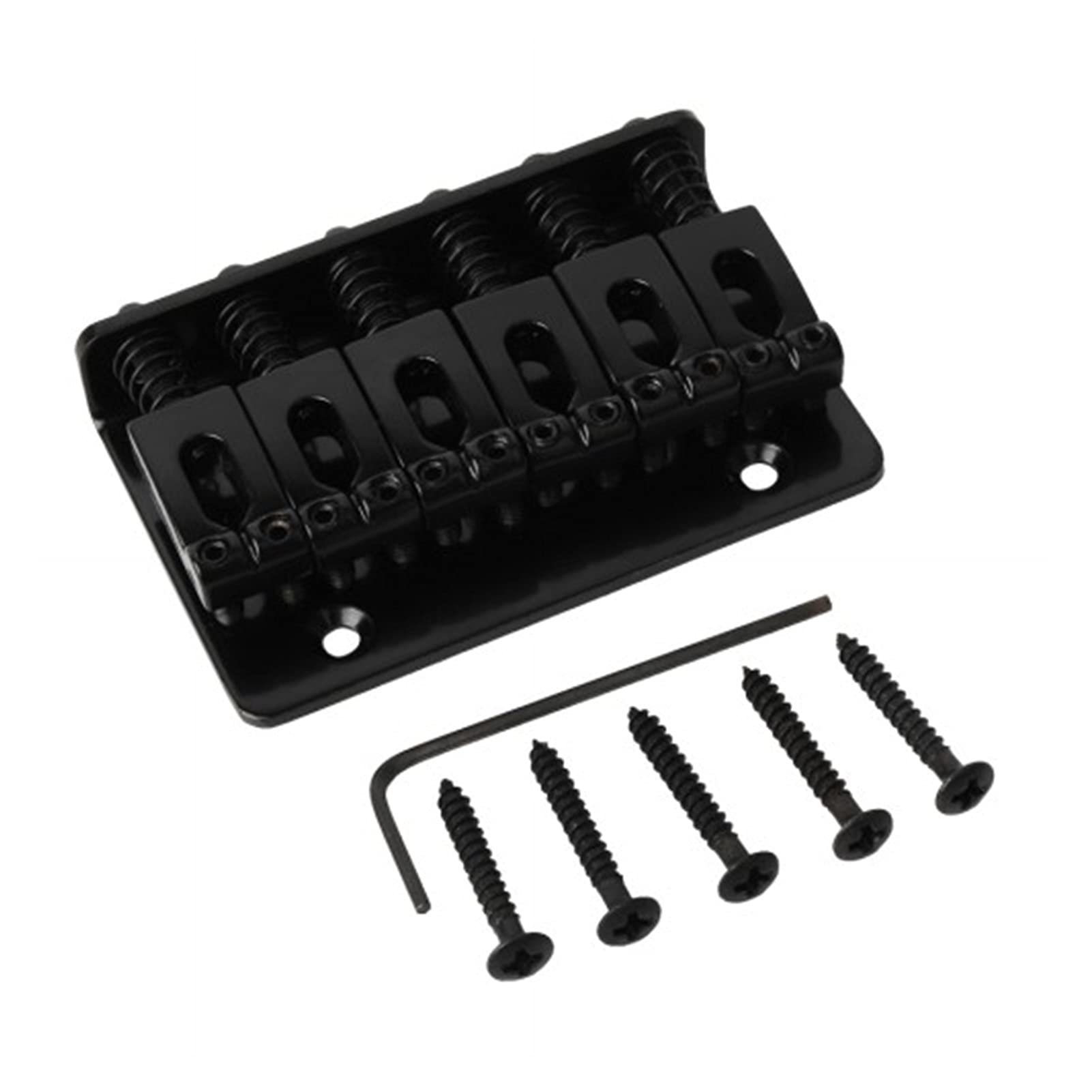 6 String Electric Guitar Bridge - Hardtail Fixed Metal Saddle Top Load Tailpiece for Electric Guitar (Black) | Perfect for Guitar Upgrades & Repairs