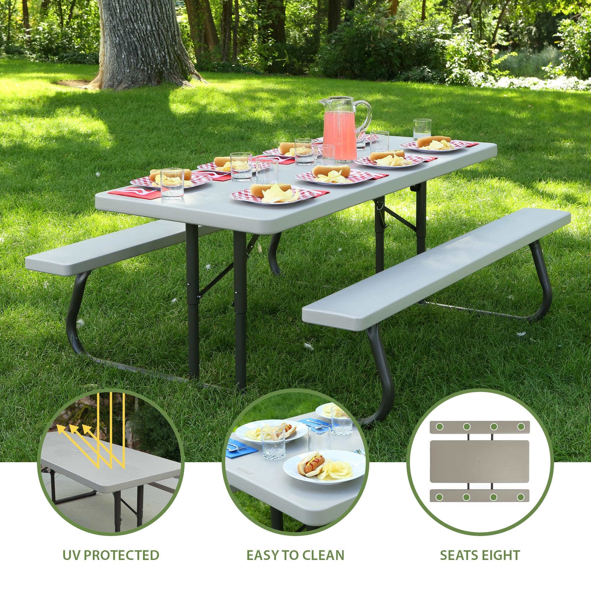 Lifetime 6-Foot Folding Picnic Table - Portable Outdoor Dining Table for Camping, Backyard, Patio & Picnics - Heavy Duty & Weather Resistant