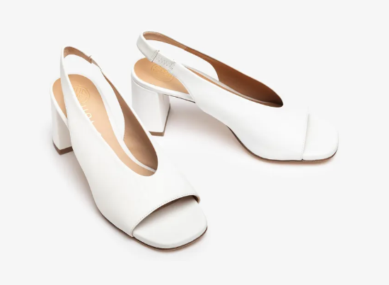 UNISA Women's White Leather Peep Toe Slingback Heels - Mondy Style Dress Shoes for Weddings, Parties & Office Wear