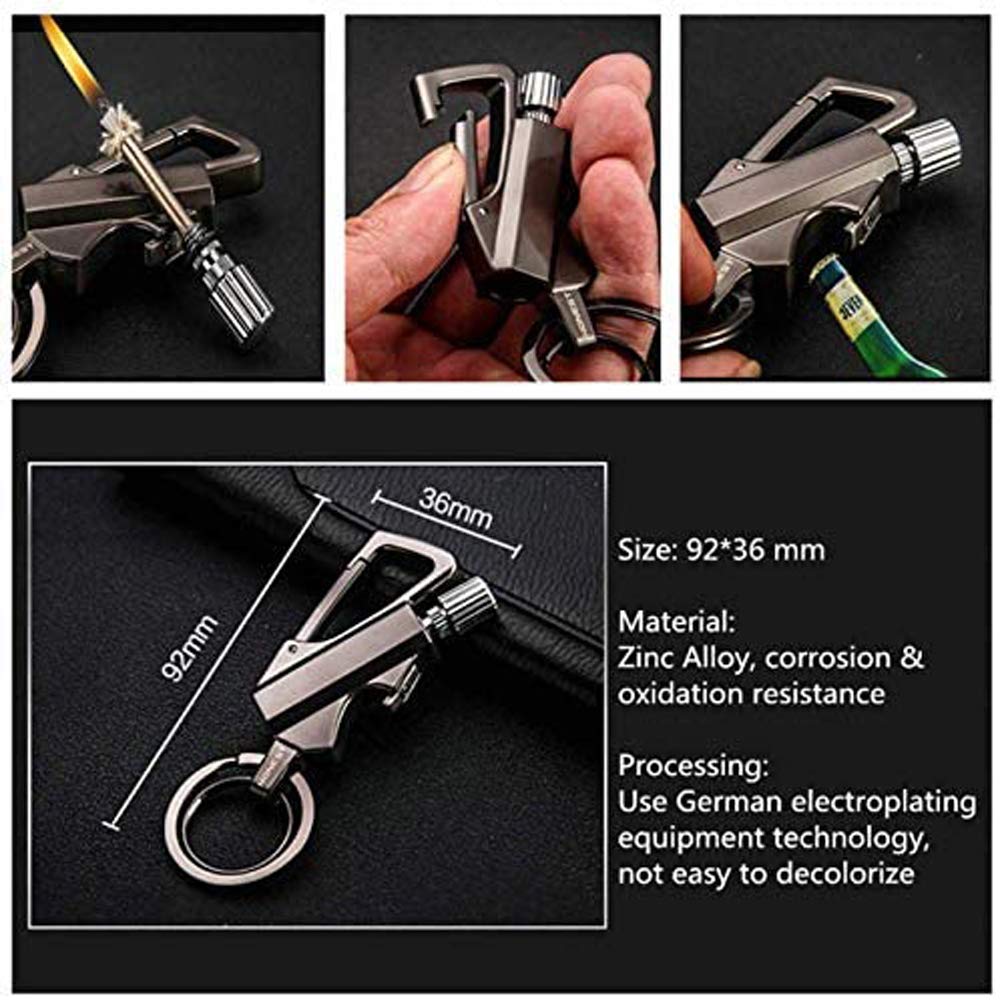 Refillable Metal Lighter with Flint Fire Starter - Outdoor Survival Gear for Camping & Emergency