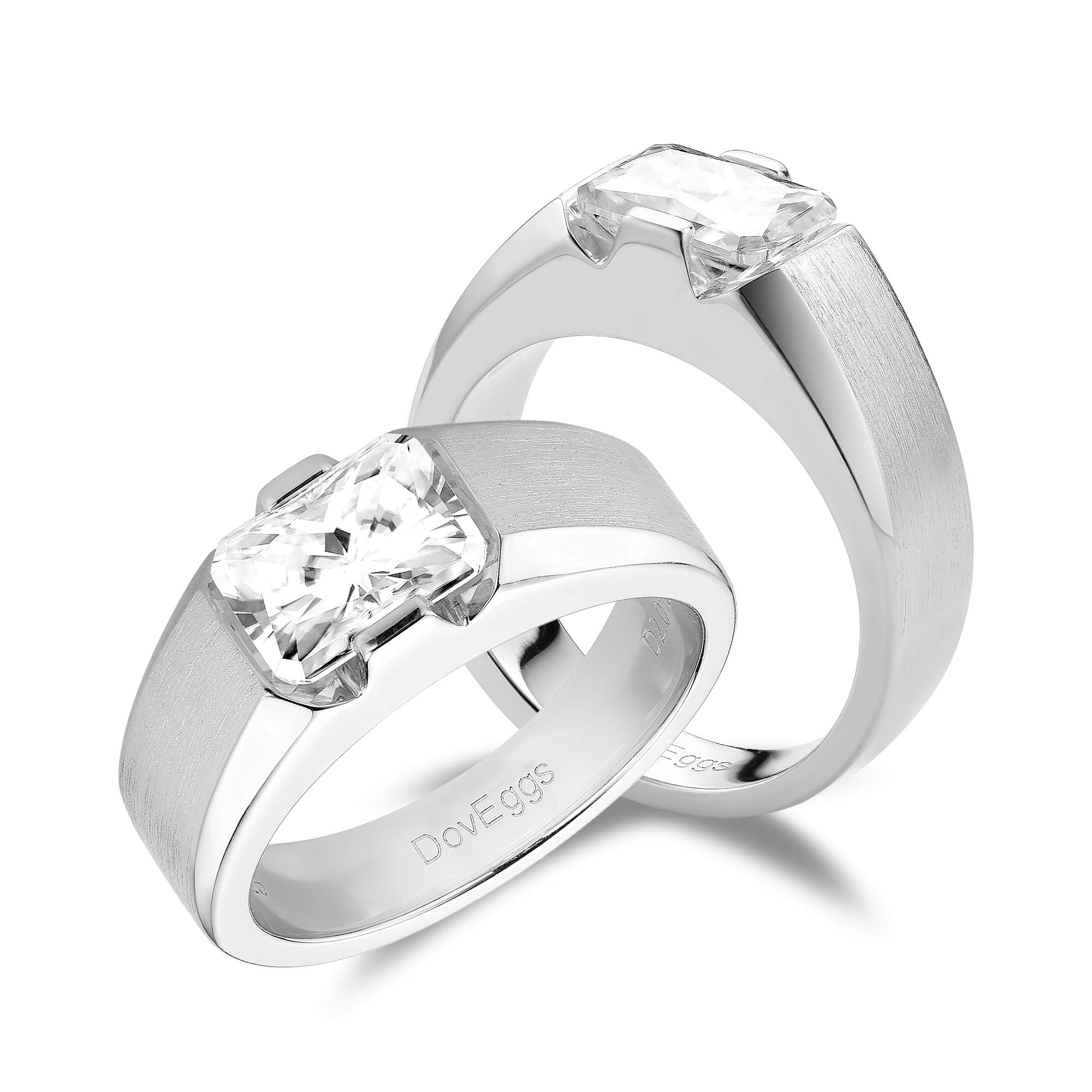 2ct 6x8mm G-H-I Color Radiant Cut Moissanite Engagement Ring in 14K Gold or Sterling Silver - DovEggs Wedding Rings for Men & Women | Perfect for Proposals, Anniversaries & Special Occasions