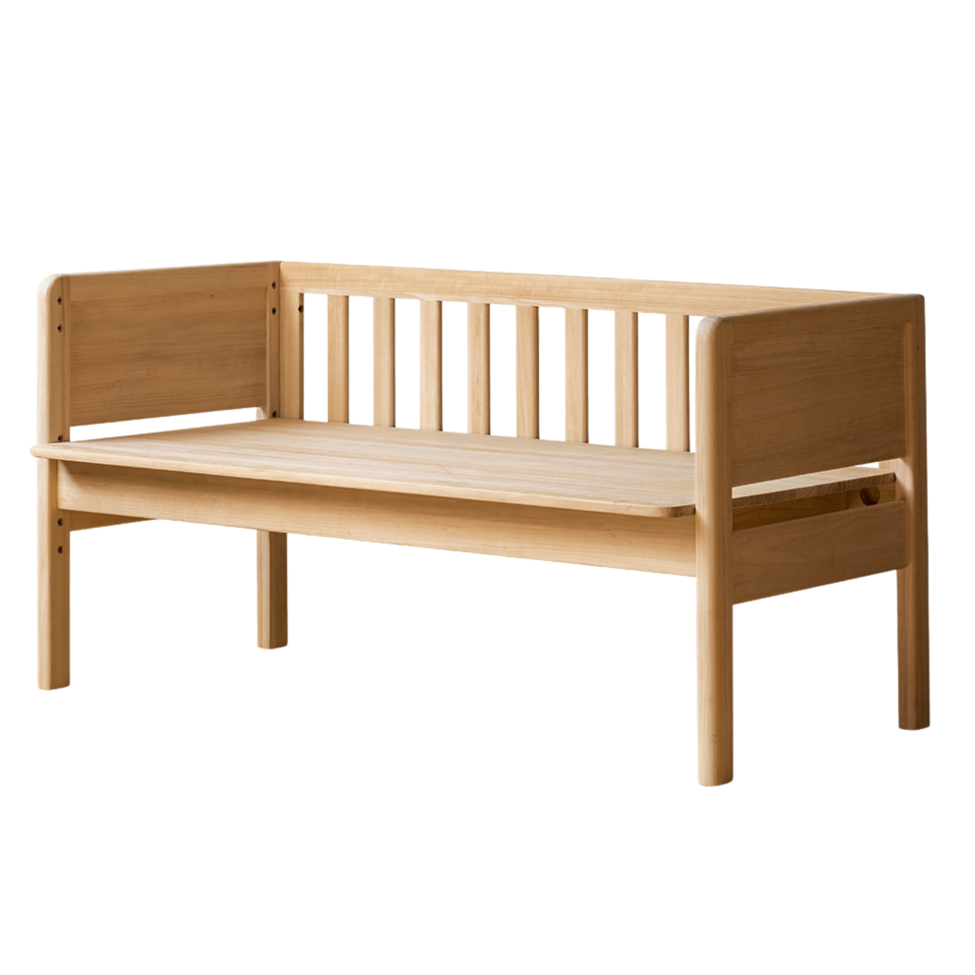 Solid Wood Poplar Kids Bed with Guardrail - Safe & Sturdy Toddler Bed for Nursery, Bedroom, or Playroom