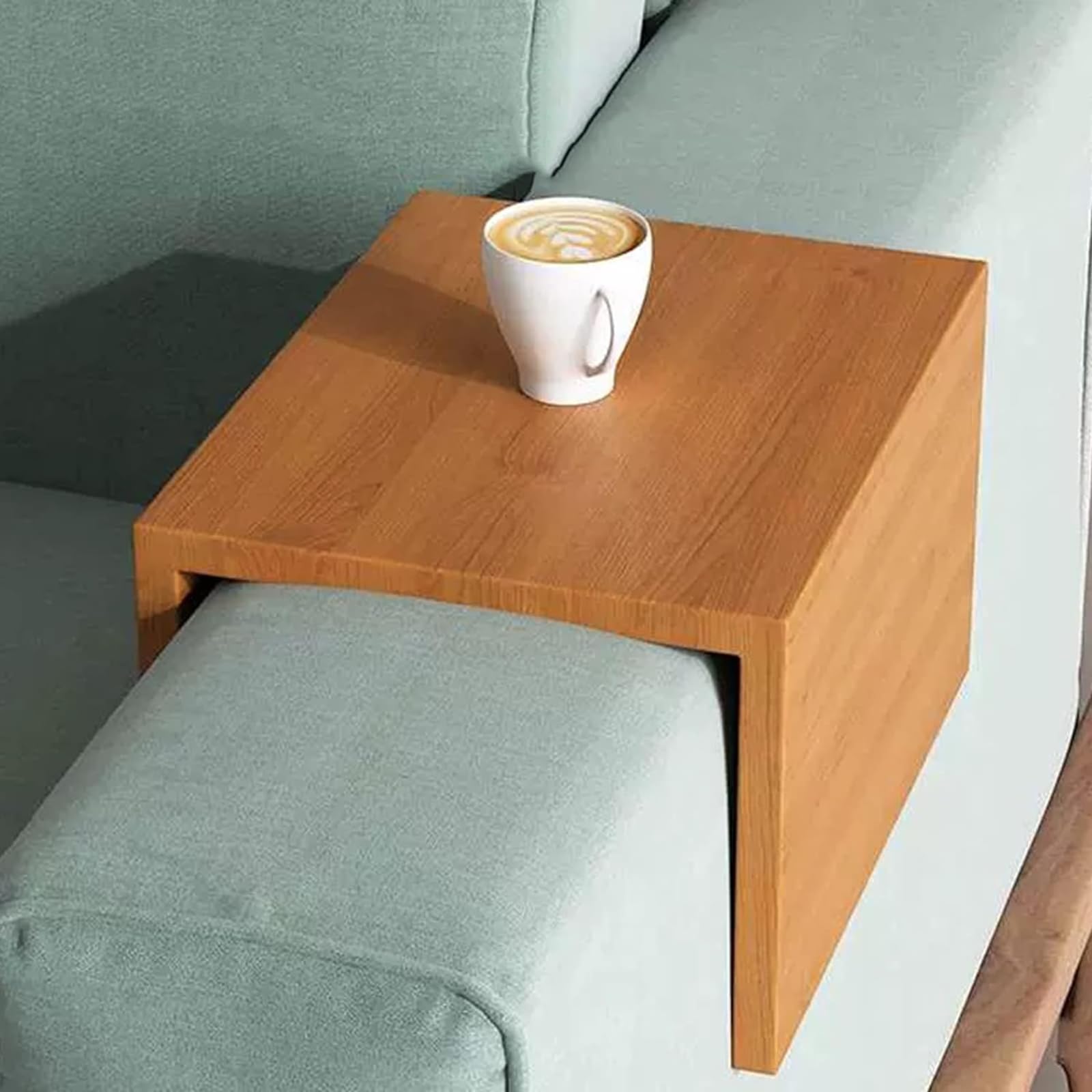 Bamboo Sofa Arm Tray Table - Couch Armrest Tray for Drinks & Snacks - Small Walnut Wood Side Table - Perfect for Living Room, Bedroom & Home Office Use