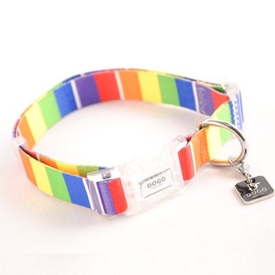 Stylish Contempo Rainbow Dog Collar - Vibrant & Durable Pet Accessory for Small & Medium Dogs - Perfect for Walks, Training & Fashion