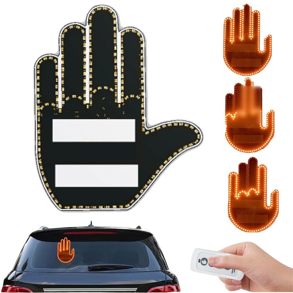 Glogesture™ LED Hand Light for Cars - Glow in Dark Hand Signal Light with Middle Finger Gesture - Fun Road Rage & Prank Gadget for Night Driving Safety