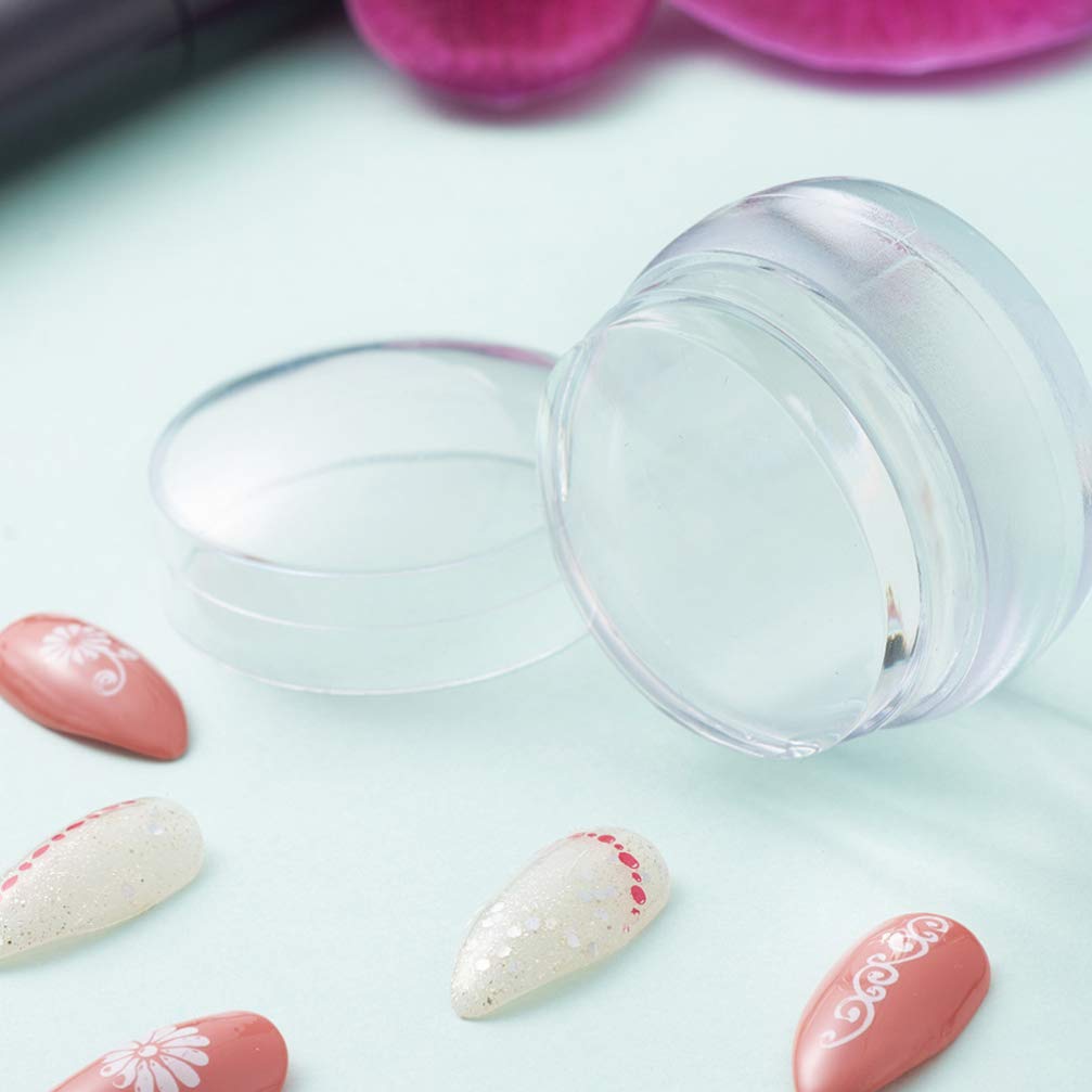 Lurrose Silicone Nail Art Stamper Set - Jelly Stamper for Nail Designs, Clear Nail Stampers with Cover - Perfect for DIY Manicures, Salon Nail Art & Professional Nail Stamping
