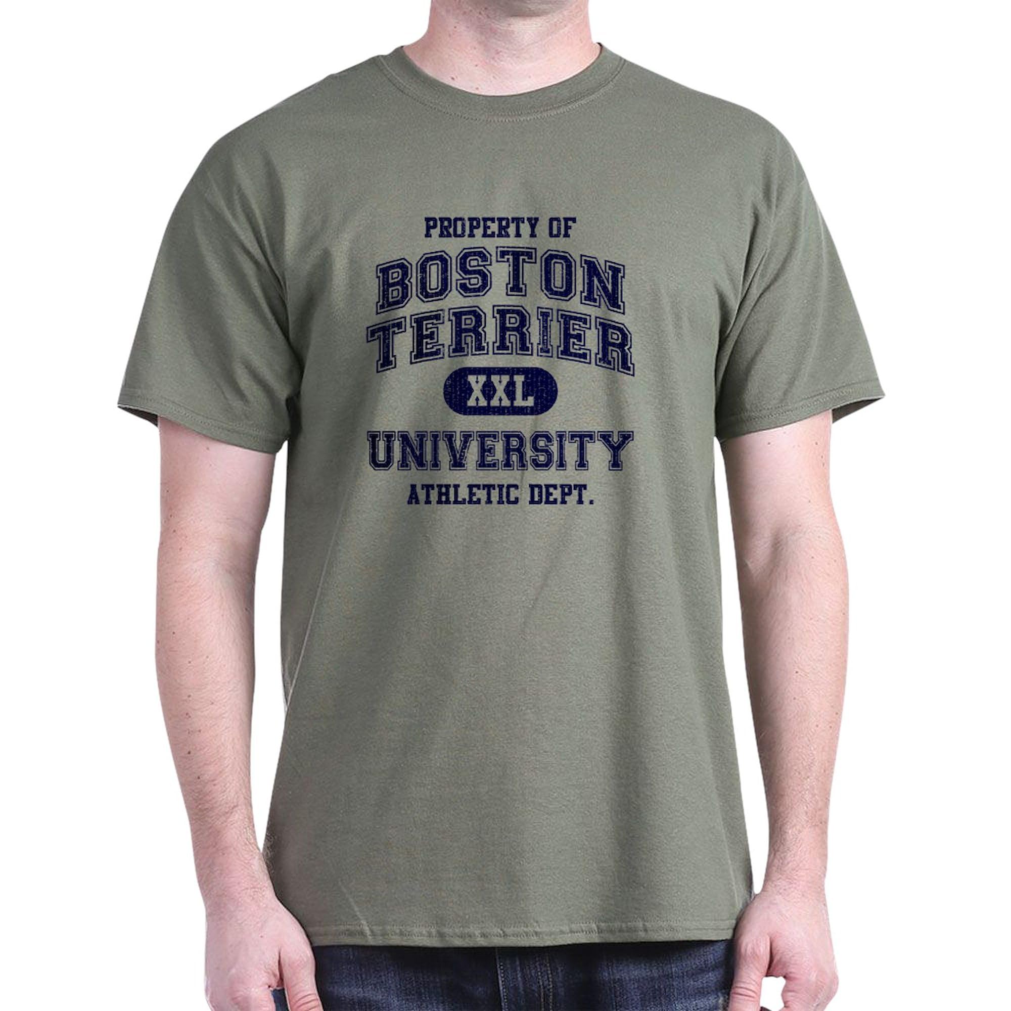 Boston Terrier University Dark T-Shirt for Men - 100% Cotton Classic Graphic Tee | Casual Wear, Gifts for Dog Lovers, College Style Apparel
