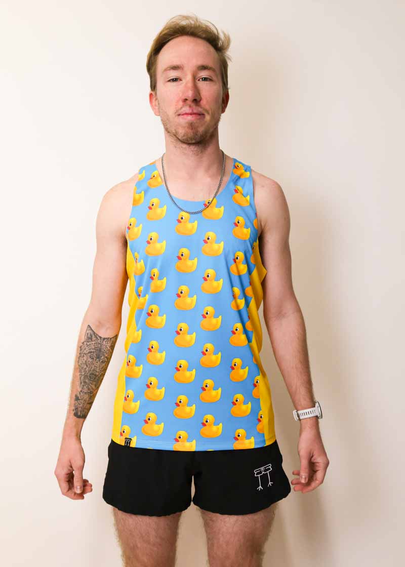 Men's High-Performance Rubber Ducky Singlet - Breathable Workout Shirt for Gym, Running & CrossFit Training