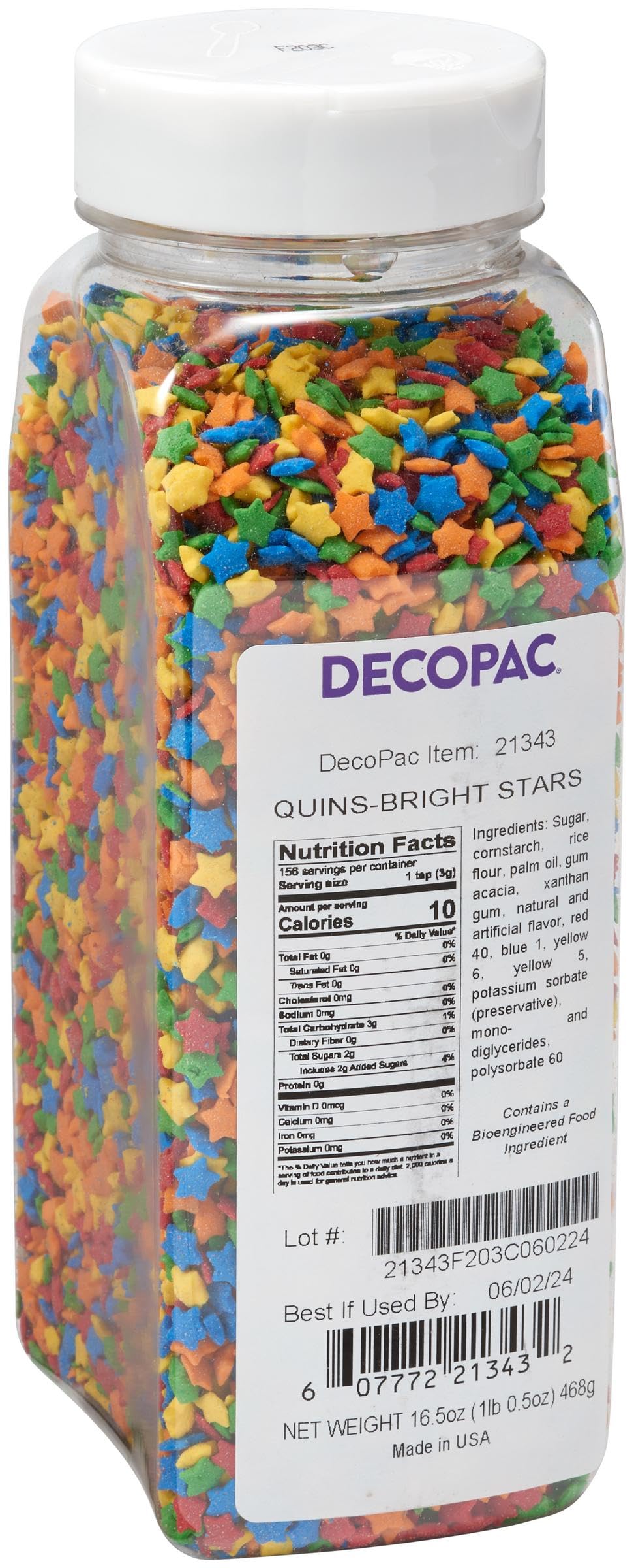 DECOPAC Quins Fancy Sprinkles - 19.5oz Edible Star Sequins Confetti for Baking | Perfect for Cakes, Cupcakes, Cookies, Donuts & Dessert Decorations | Party, Birthday, Wedding Celebration Baking Supplies