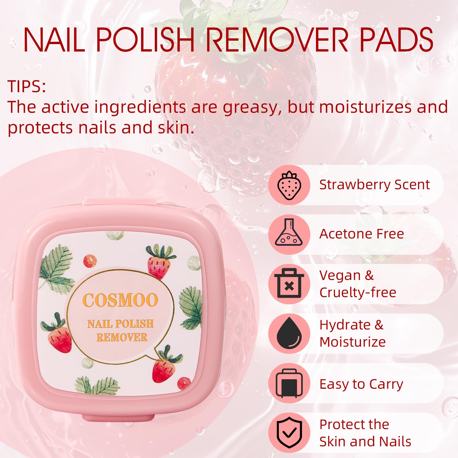 80PCS Nail Polish Remover Pads - Portable Lint-Free Wipes for Natural & Gel Polish Removal | Quick-Drying, Oil/Water-Based Formula | Perfect for Travel, Salon & Home Manicures