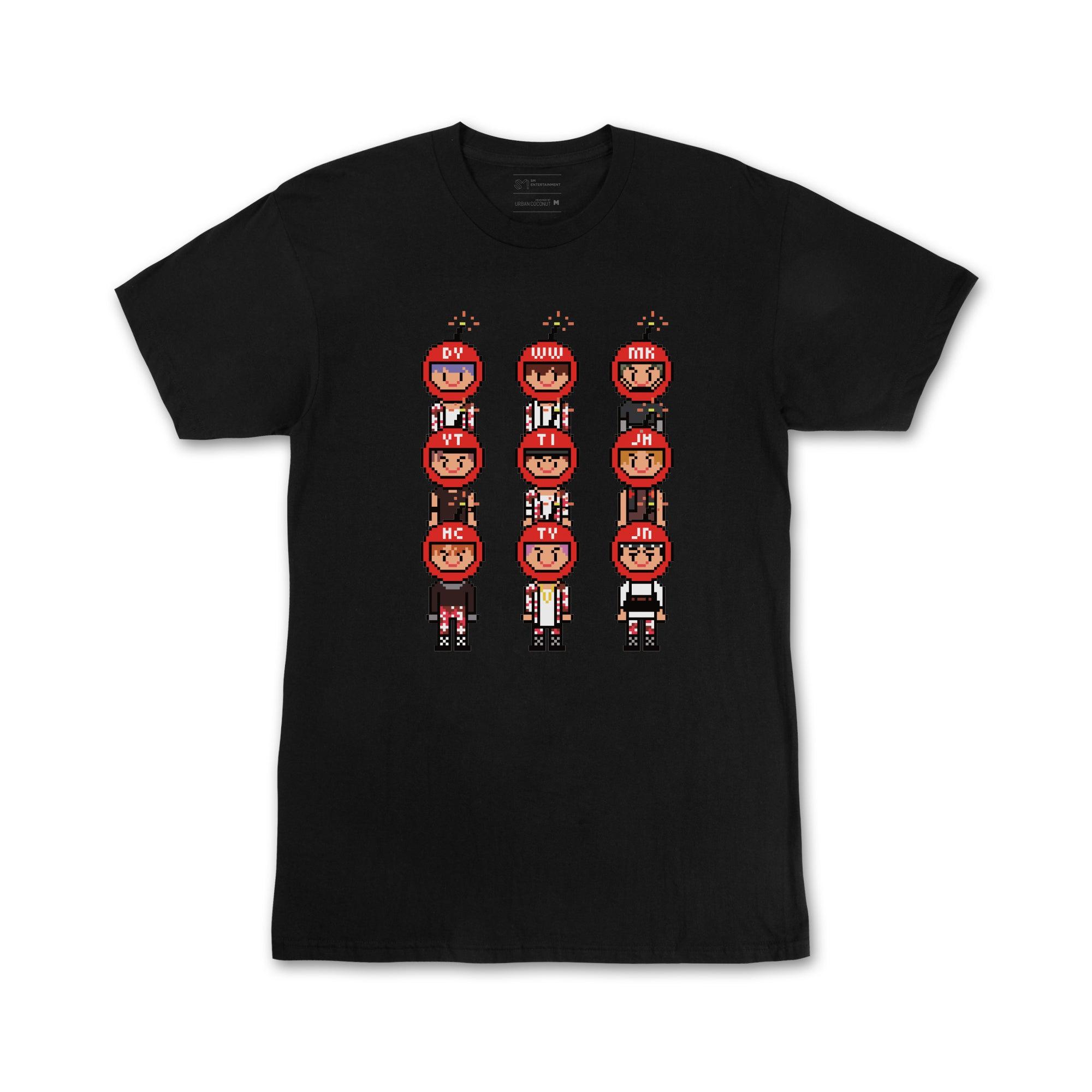 NCT 127 Official Cherry Bomb Pixel Graphic T-Shirt - Kpop Merchandise for Concerts, Fan Meetings & Casual Wear