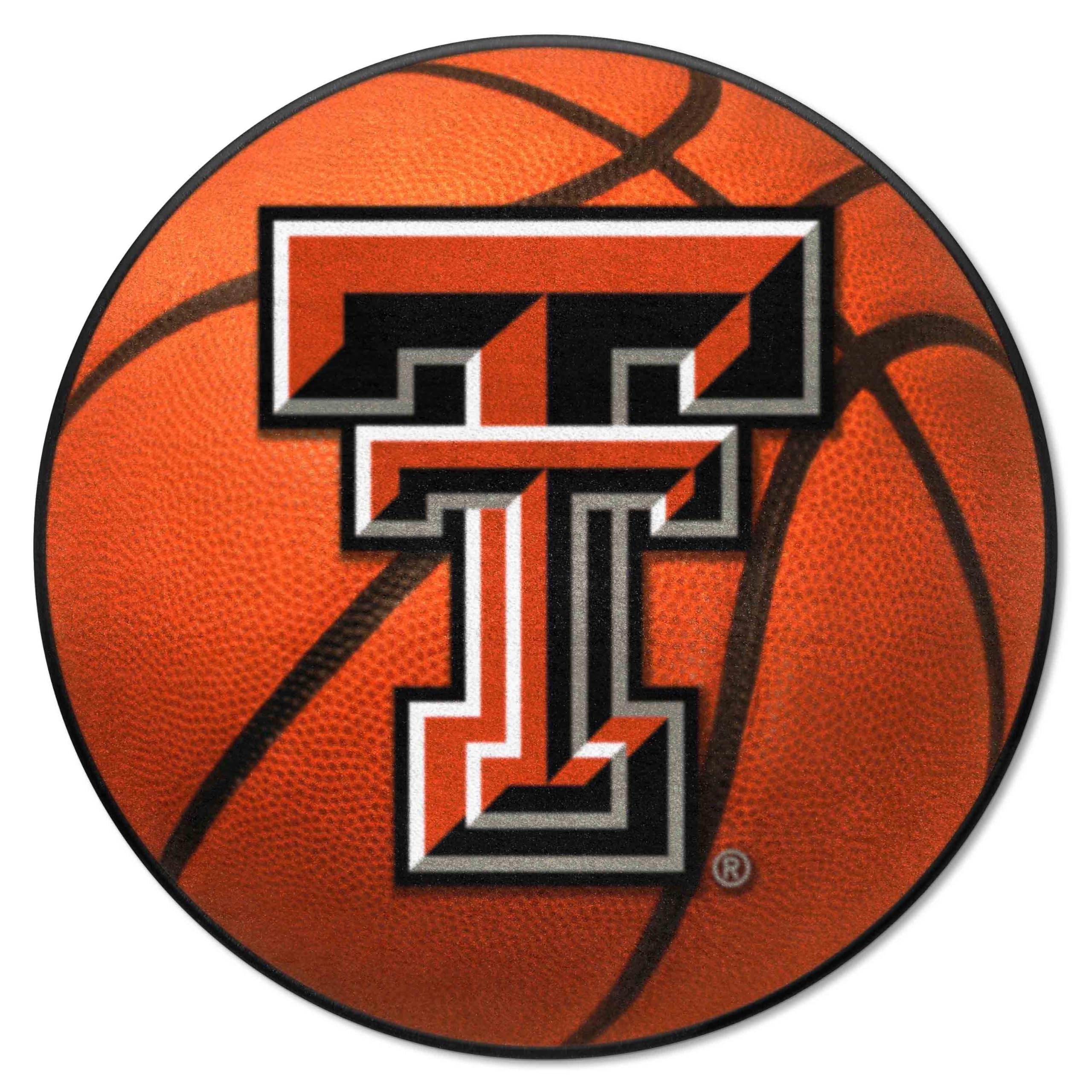 Texas Tech Red Raiders Basketball Rug - 27 Inch Diameter NCAA Team Logo Floor Mat | Non-Slip Fan Cave Decor for Game Room, Dorm & Sports Themed Bedroom