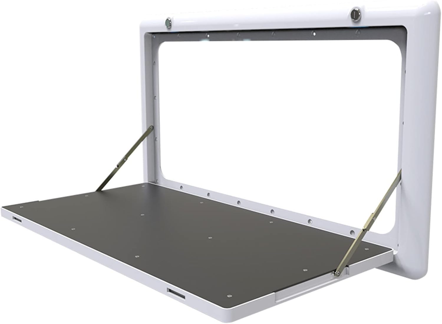 RV Folding Table Outdoor - Wall Mounted Drop Down Hanging Leaf Table with LED Light, Aluminum Trailer Shelf & Floating Desk Bracket (White) - Perfect for Camping, Tailgating & RV Living