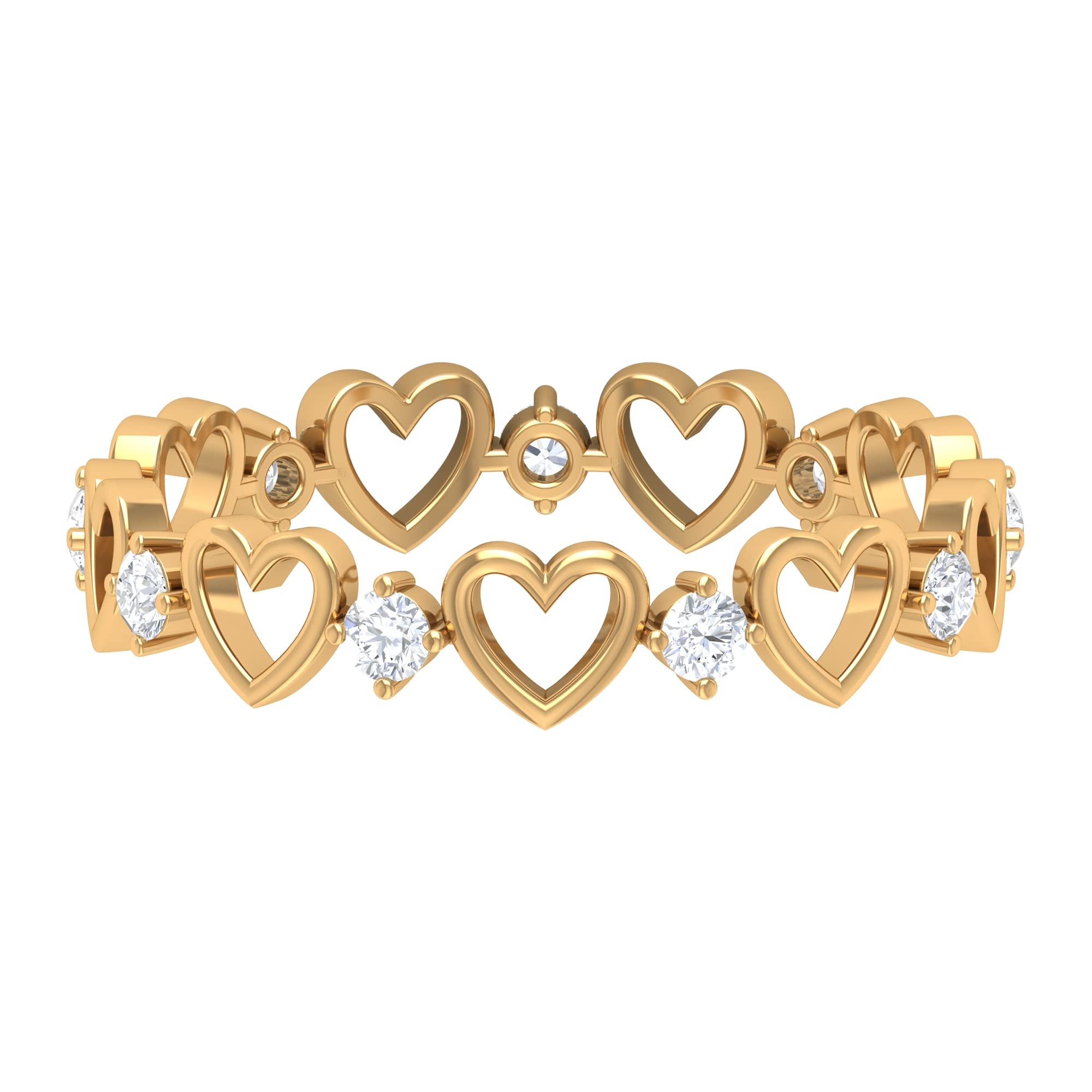 0.50 CT Diamond Promise Band Ring - Certified 14K Solid Gold Heart Shaped April Birthstone Ring for Women | Perfect for Anniversaries, Engagements & Special Occasions
