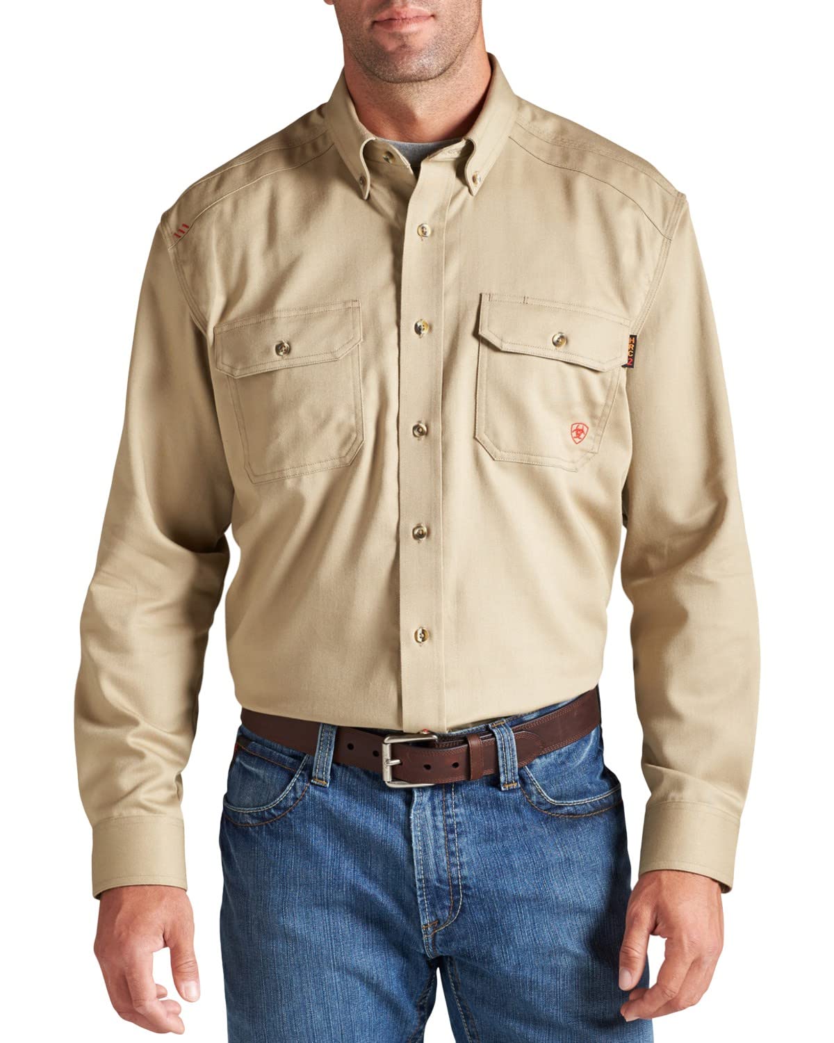 Ariat FR Basic Work Men's Classic Long Sleeve Button-Down Shirt - Flame Resistant Workwear for Construction, Oilfield & Industrial Jobs