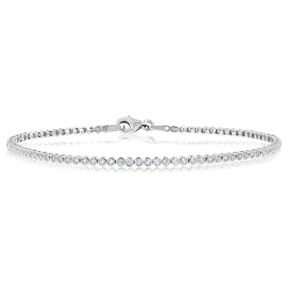 9ct White Gold Cubic Zirconia 19cm Fancy Bracelet for Women - Elegant Fashion Jewelry Gift for Birthday, Anniversary & Special Occasions