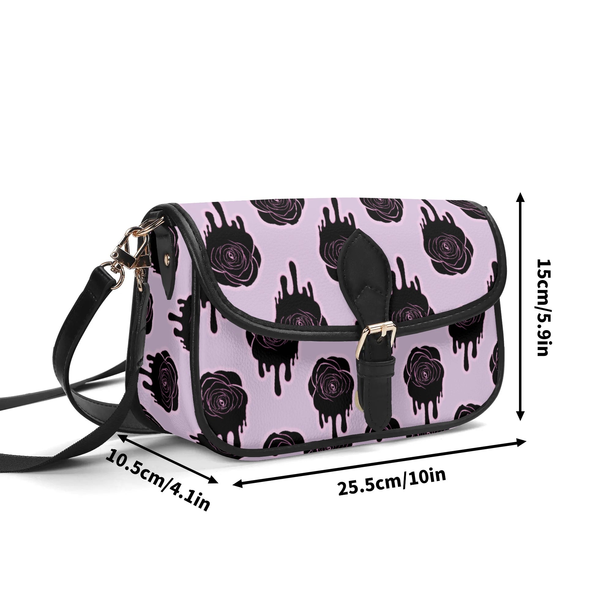 Gothic Rose Leather Crossbody Bag with Chain Strap - Elegant Vintage Shoulder Purse for Women, Perfect for Parties, Dates, and Night Out