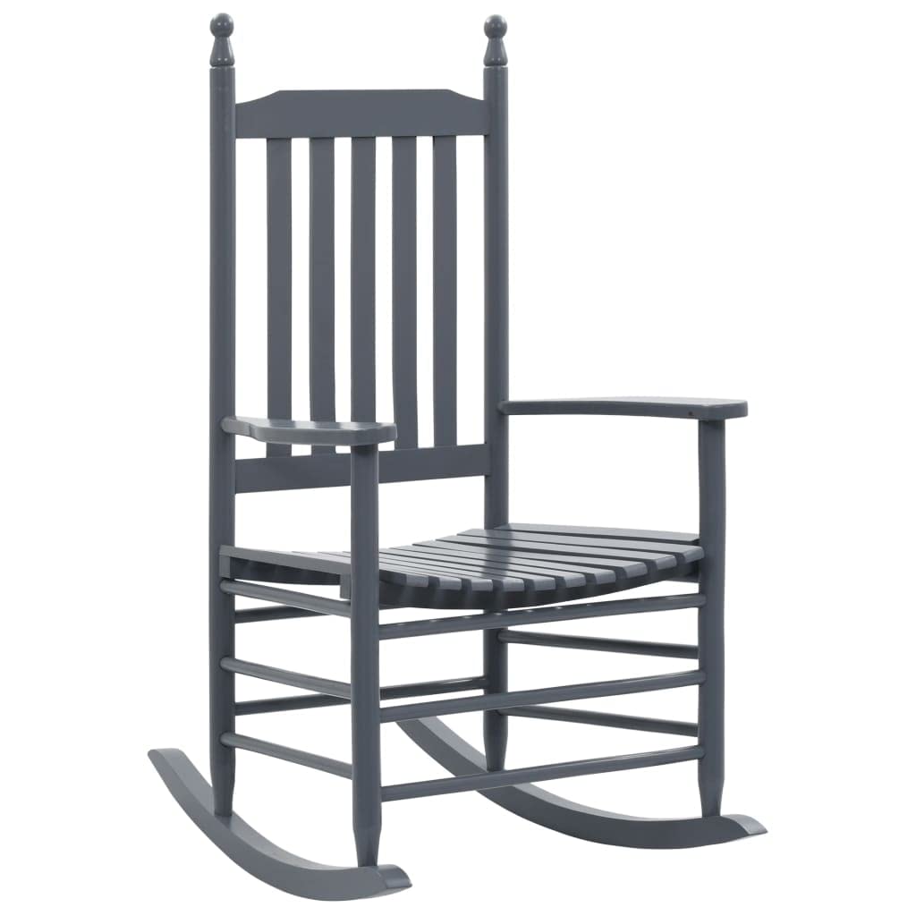 All-Weather Wooden Rocking Chair - Rustic High Back Outdoor Rocker with Curved Seat, Gray Poplar Wood for Patio, Backyard & Indoor Use | Perfect for Relaxing in Gardens, Porches and Living Rooms