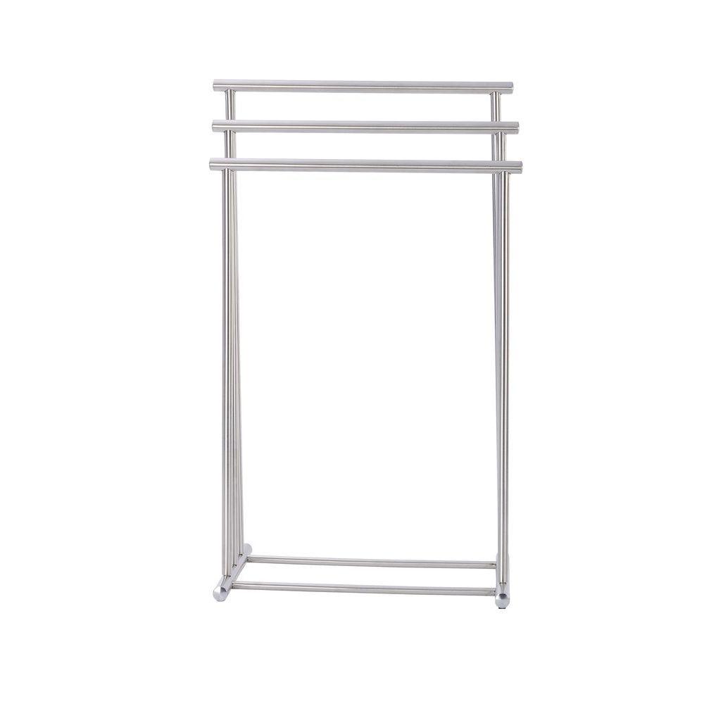 Stainless Steel 3 Rail Freestanding Towel Rack - Bathroom & Kitchen Organizer for Hand Towels, Dish Towels & More - Durable & Rustproof