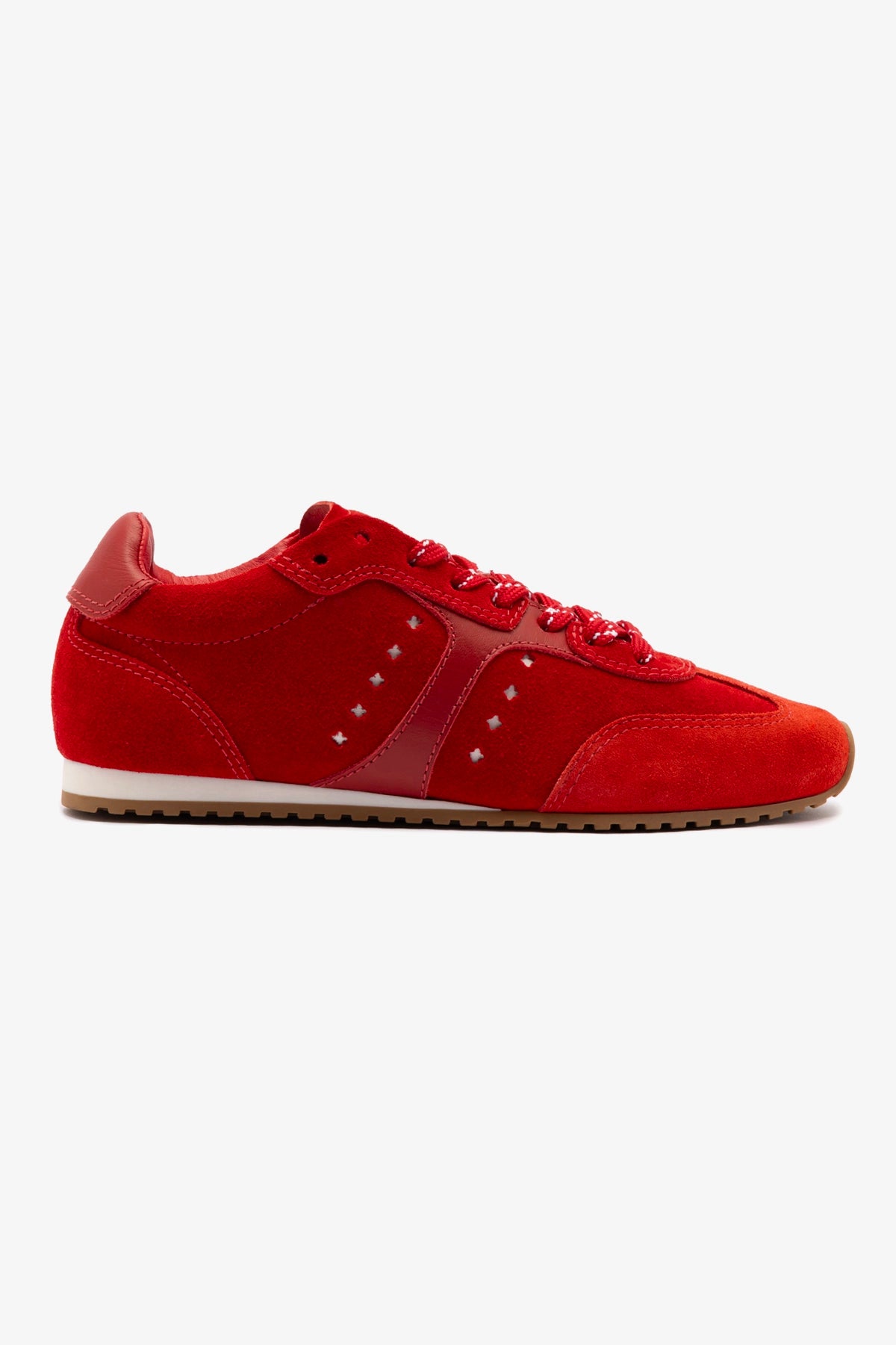 Stella Women's Sneakers in Scarlet Suede & Blood Red Leather - Comfortable Casual Shoes for Walking, Running & Everyday Wear