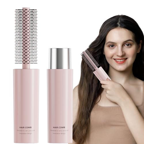 Travel Round Hair Brush for Women & Men - Small Round Brush for Styling & Blow Drying - Compact Travel Size with Nylon Bristles - Mini Round Brush for Bangs, Curly & Short Hair (Pink) - Perfect for Home, Salon & On-the-Go Styling