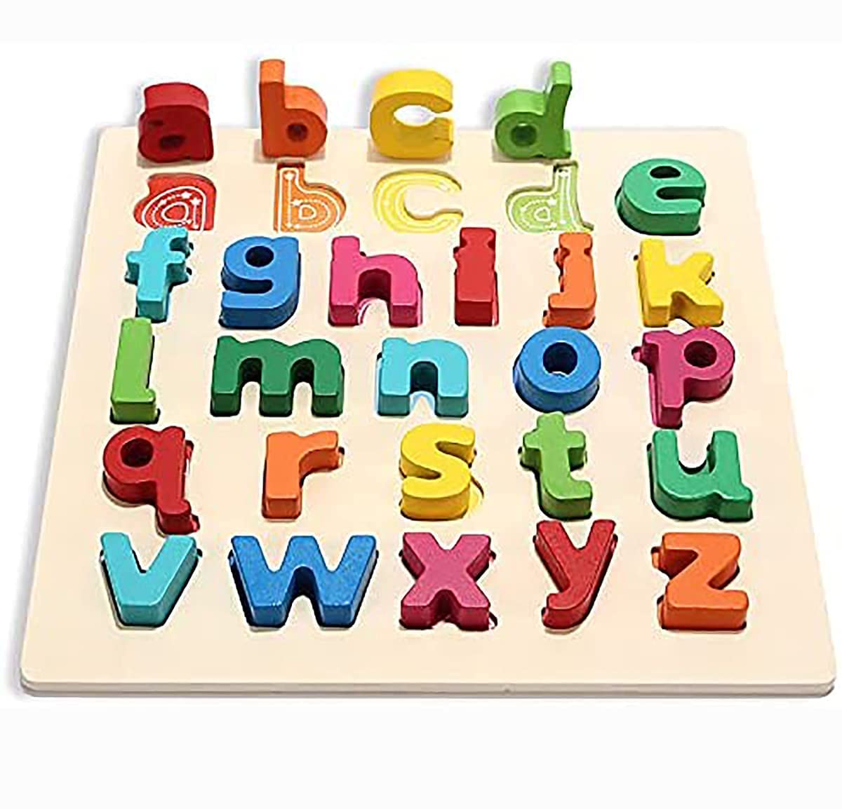 Wooden Alphabet Puzzle Board - A to Z English Letters & Color Learning Educational Toy for Toddlers 2+ Years Old | Perfect for Preschool Learning, Homeschooling & Early Childhood Development (Small ABC)