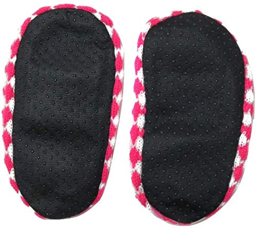 Krystle Kids Cute Knitted Winter Slipper Socks for Boys & Girls - Soft Rubber Sole Non-Slip Indoor Booties (Pink, Pack of 1) - Perfect for Cozy Home Wear & Holiday Gifts