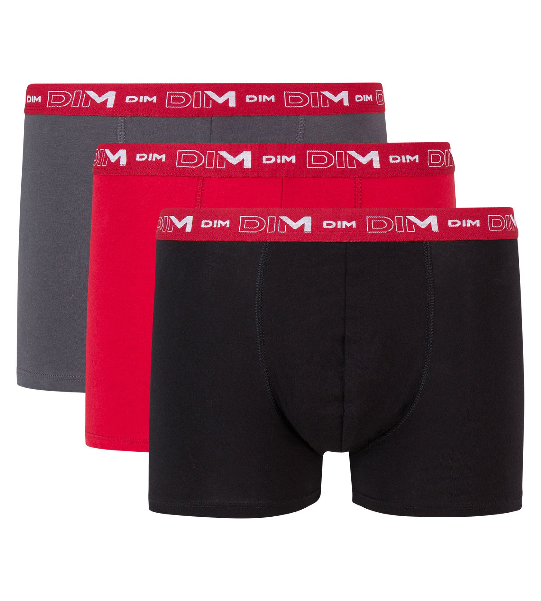 3 Pack Men's Boxer Briefs - Grey, Chili Red & Black - Soft Cotton Stretch Underwear for Everyday Comfort & Active Lifestyle