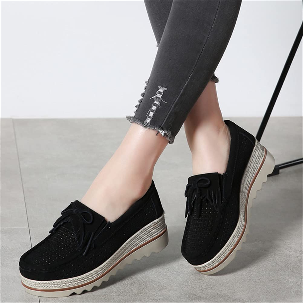 FENIKUSU Women's Platform Loafers - Soft-Soled Slip On Leather Penny Shoes for Women | Comfortable Casual Flatform Sneakers for Work, Travel & Everyday Wear