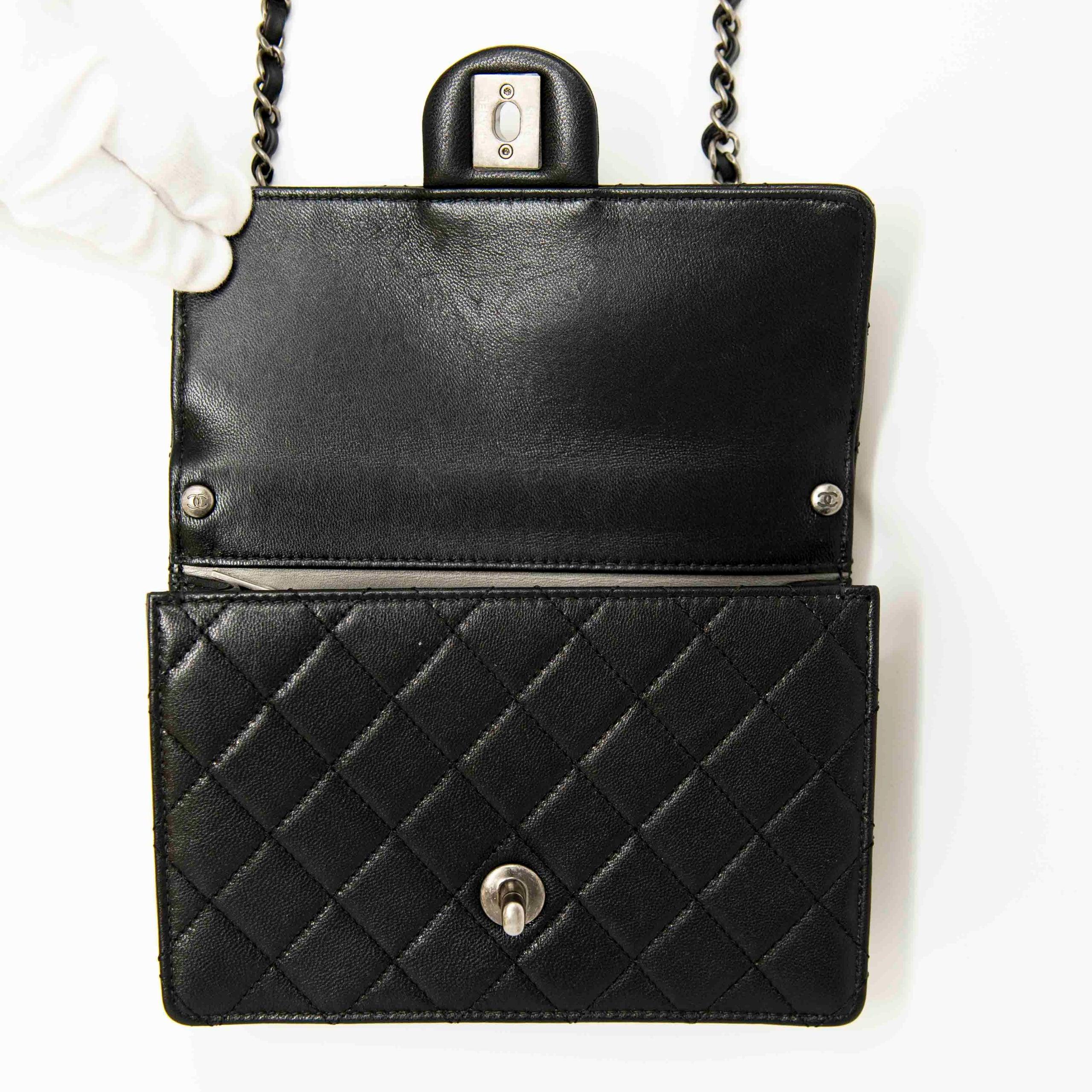 Chanel Black Lambskin Quilted Bag with Pearl CC Logo - Luxury Crossbody Flap Purse for Women, Perfect for Evening Parties & Date Nights