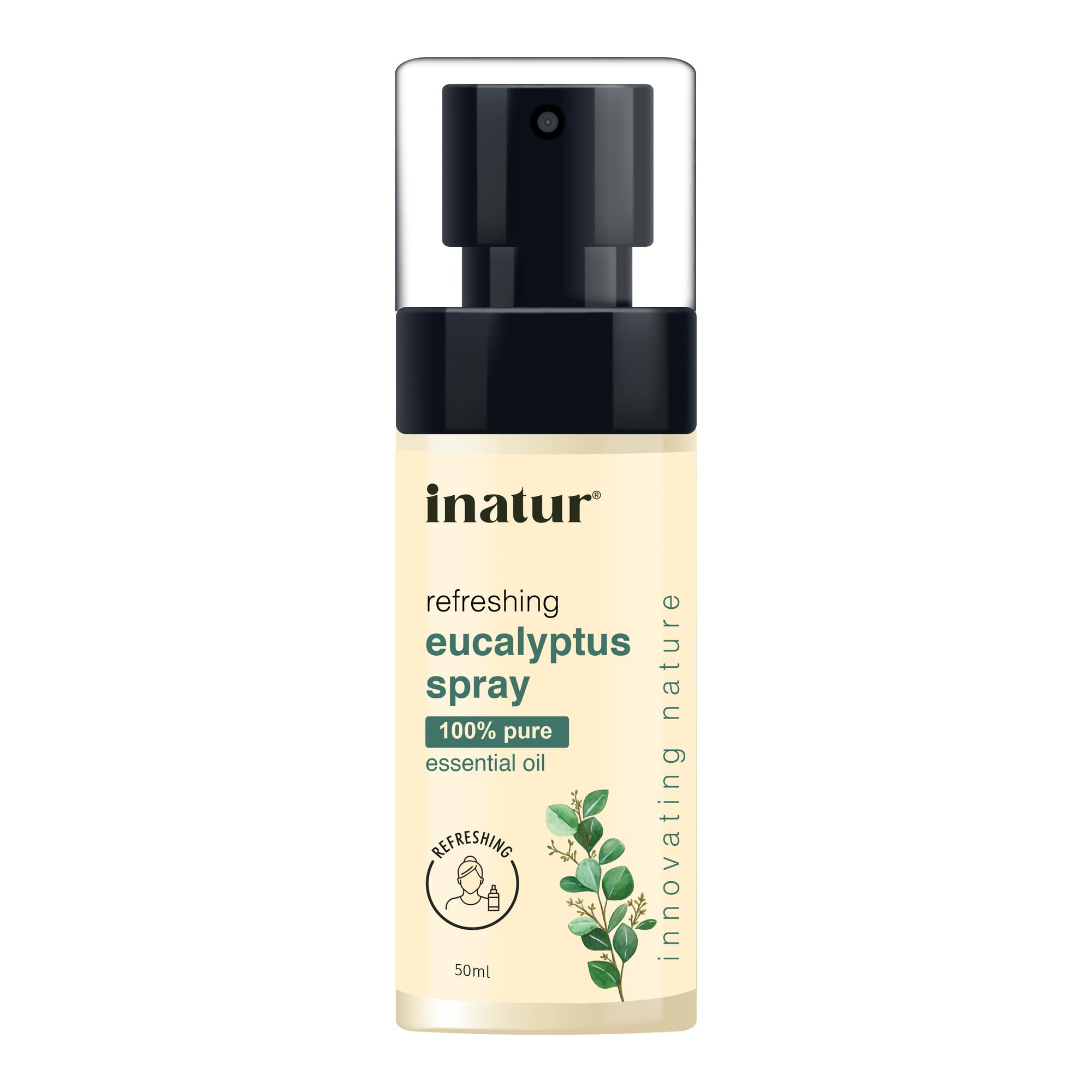 inatur Eucalyptus Essential Oil Spray 50ml - Aromatherapy for Shower, Diffuser & Room Freshening | Relaxing Mist for Spa, Yoga & Home Wellness