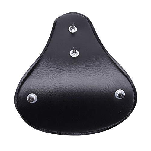 Black PU Leather Alligator Motorcycle Seat with Chrome Spring Bracket Kit for Harley Sportster Chopper Bobber - Slim Solo Driver Seat for Custom Bike Builds & Urban Cruising