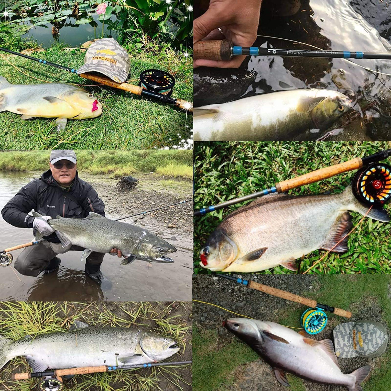 Maxcatch Carbon Fiber 4-Piece Switch Fly Rod - Two-Handed Fly Fishing Rod for Salmon & Steelhead | Perfect for River & Stream Fishing Adventures