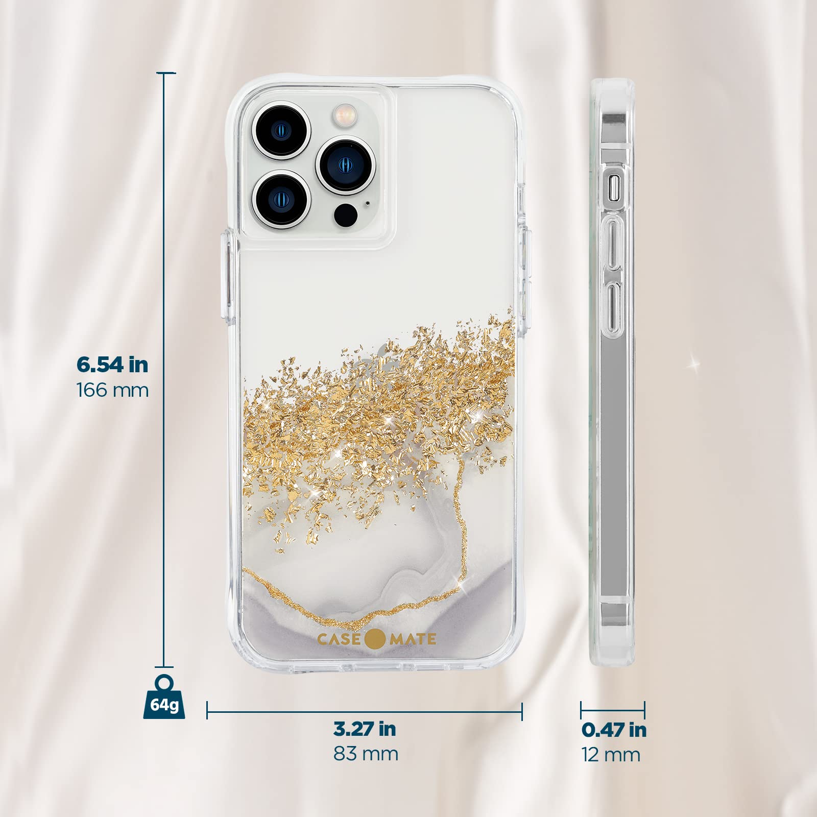 Case-Mate iPhone 13 Pro Max Case for Women - 10ft Drop Protection & Wireless Charging | Luxury Marble Bling Glitter Phone Cover with Shock Absorption & Anti-Scratch | Perfect for Everyday Use, Work & Travel