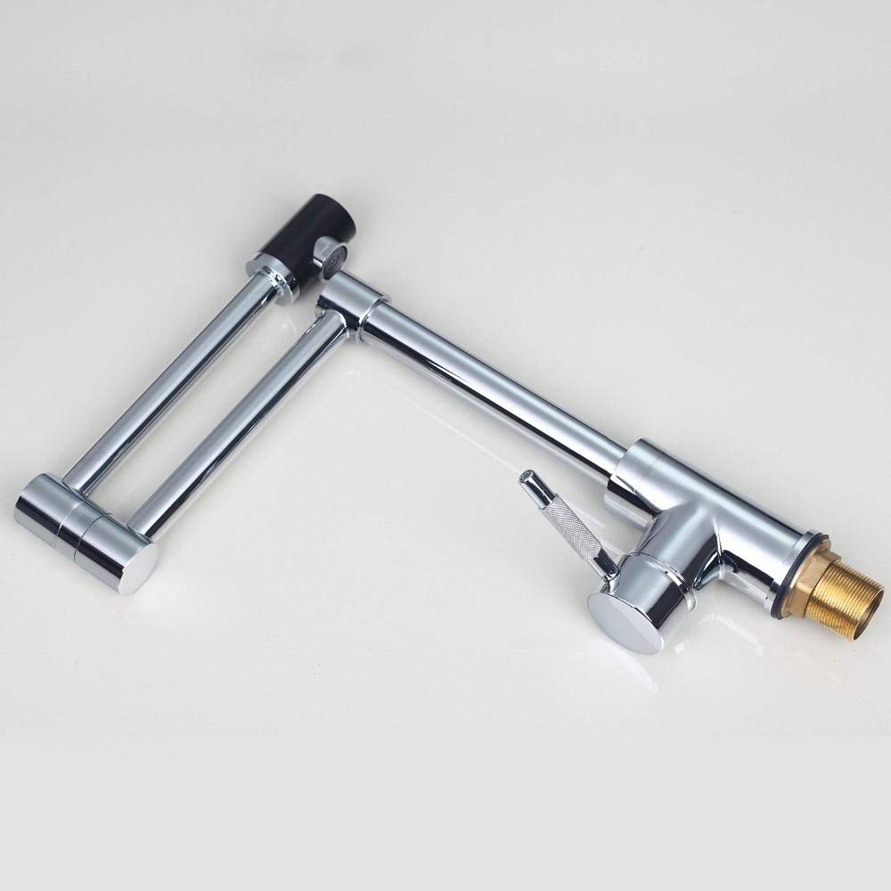 360° Swivel Single Handle Kitchen Faucet with Chrome Finish - Brass Folding Water Tap for Sink - Perfect for Small Kitchens, RVs & Tight Spaces
