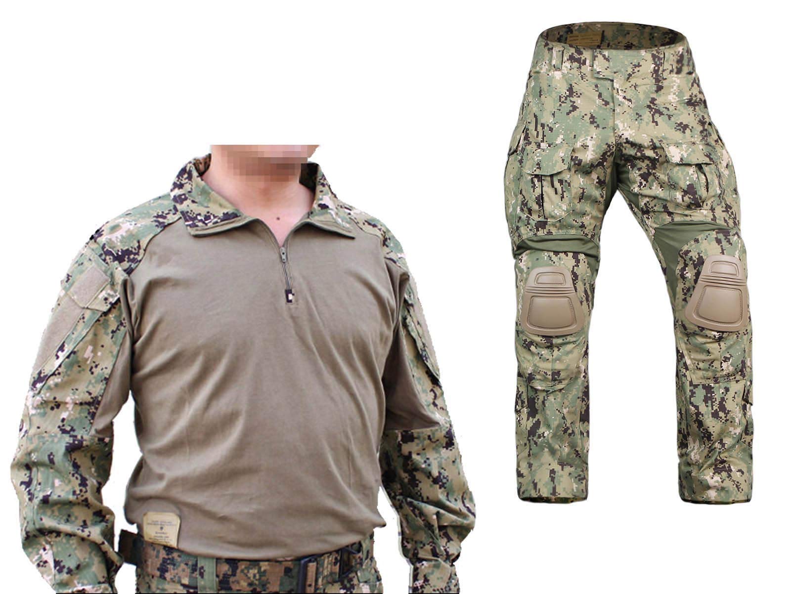 Emerson Airsoft Tactical BDU Military Combat Uniform Set - Gen3 AOR2 Camo Shirt & Pants for Airsoft, Paintball, Outdoor Training & Tactical Operations