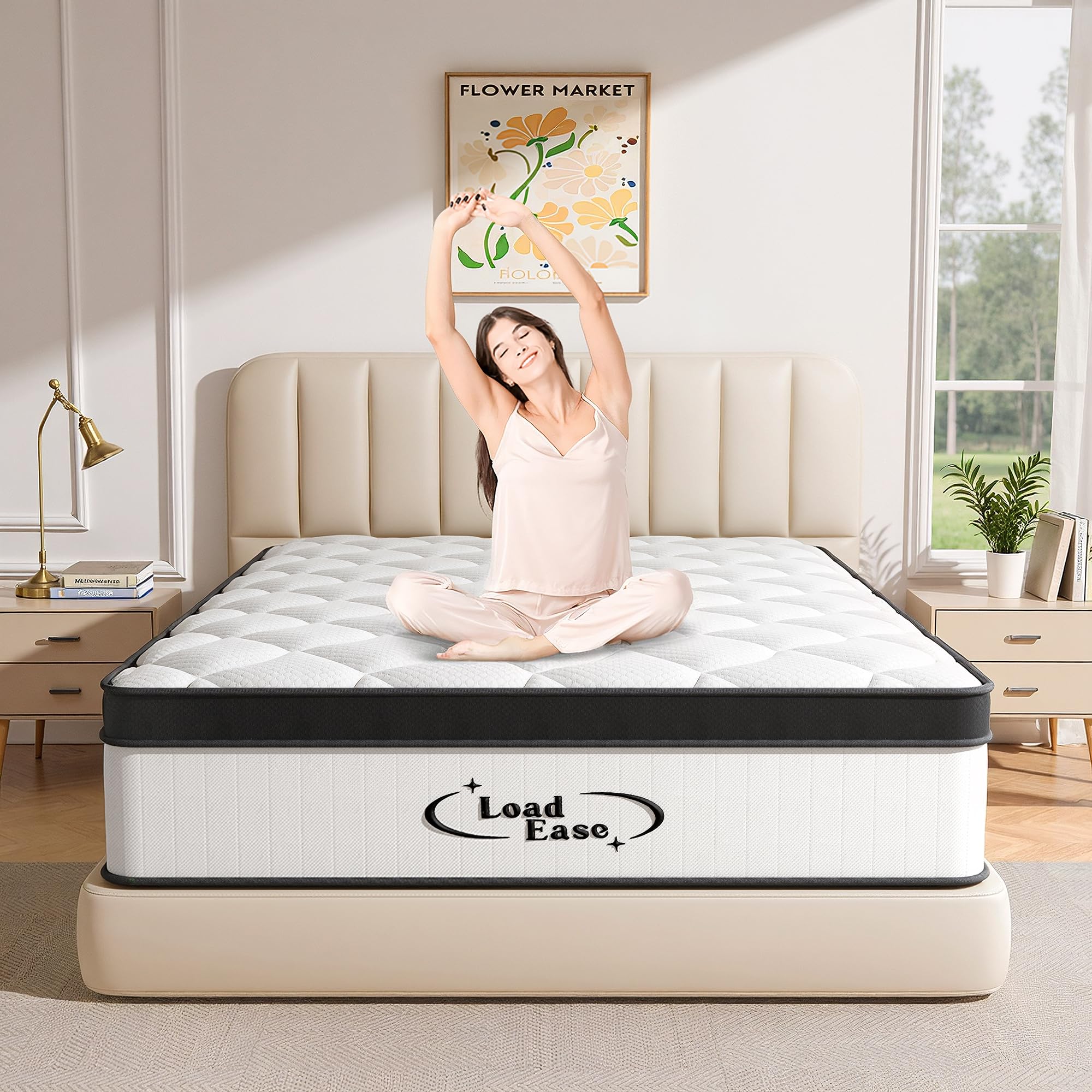 12 Inch Queen Hybrid Memory Foam Mattress in a Box - Individually Pocketed Springs for Back Pain Relief & Motion Isolation, Medium Firm, CertiPUR-US Certified - Perfect for Guest Rooms, Master Bedrooms & Small Apartments